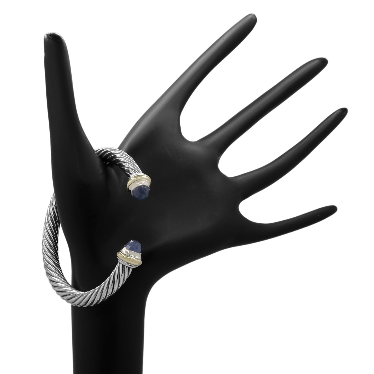 Exclusive David Yurman Sterling Silver 14K Chalcedony 7mm Cable Classics Bracelet — Back View