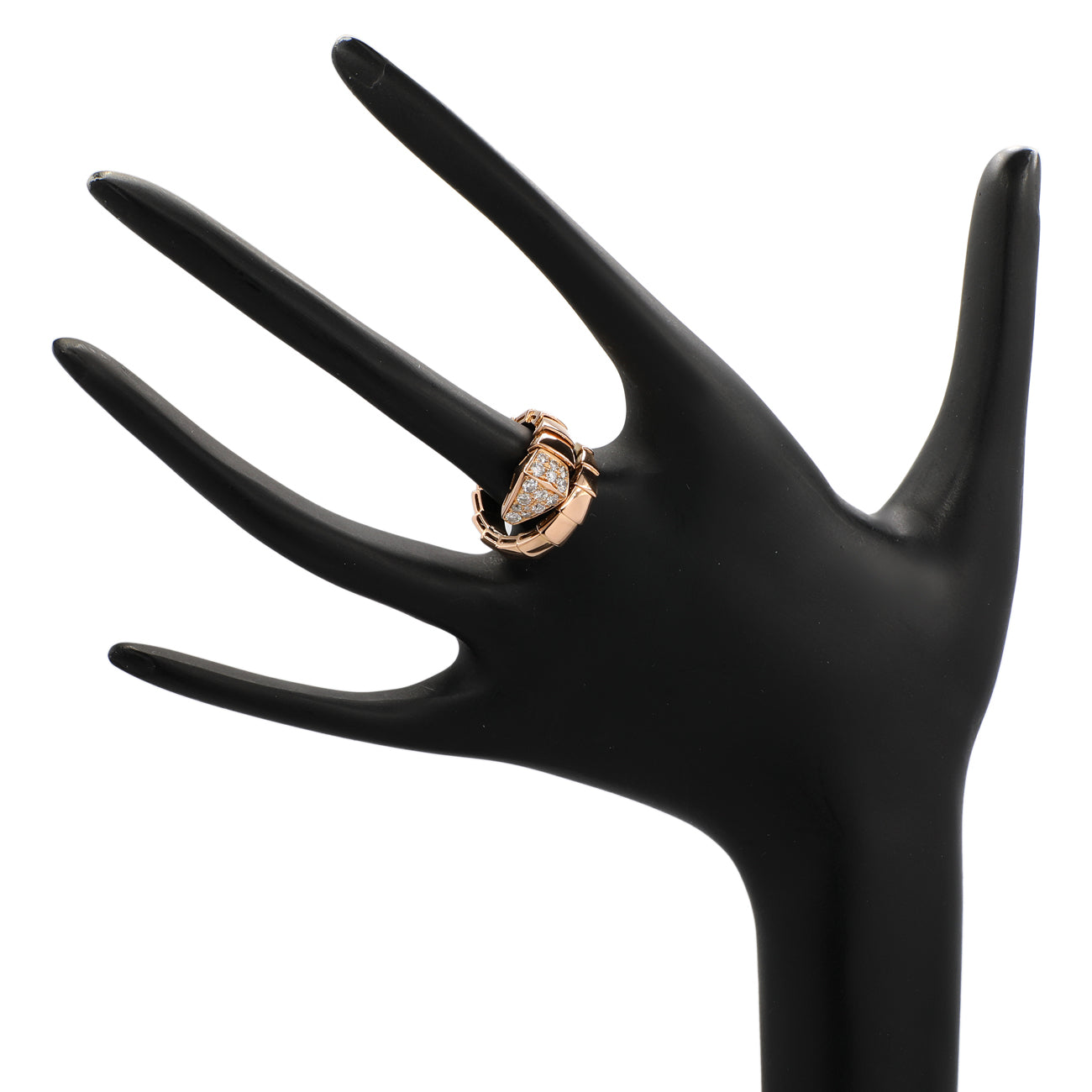Exclusive Bulgari 18K Rose Gold Diamond Serpenti Viper Ring — Back View