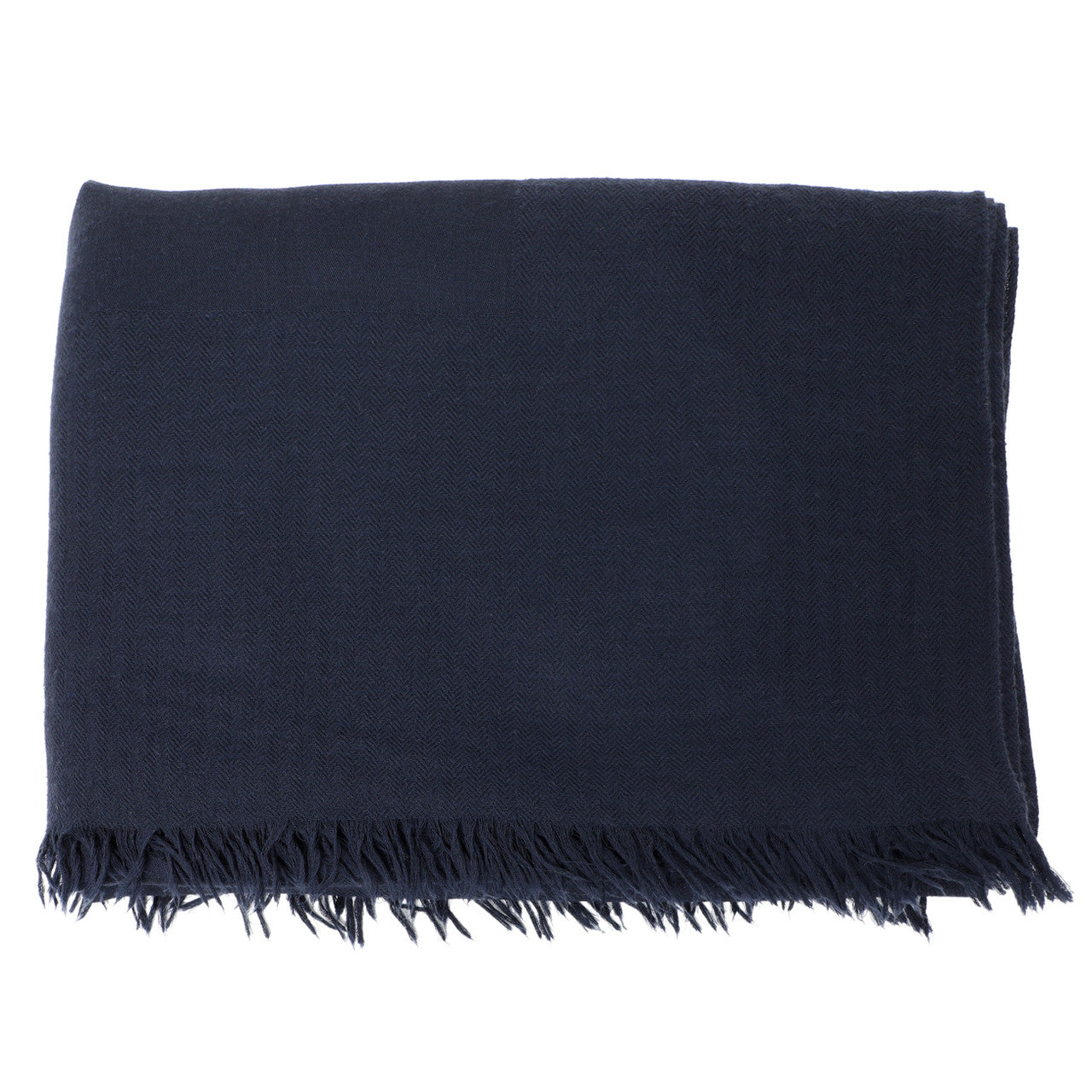 Exclusive Hermes Navy Wool-Cashmere Shawl — Top View