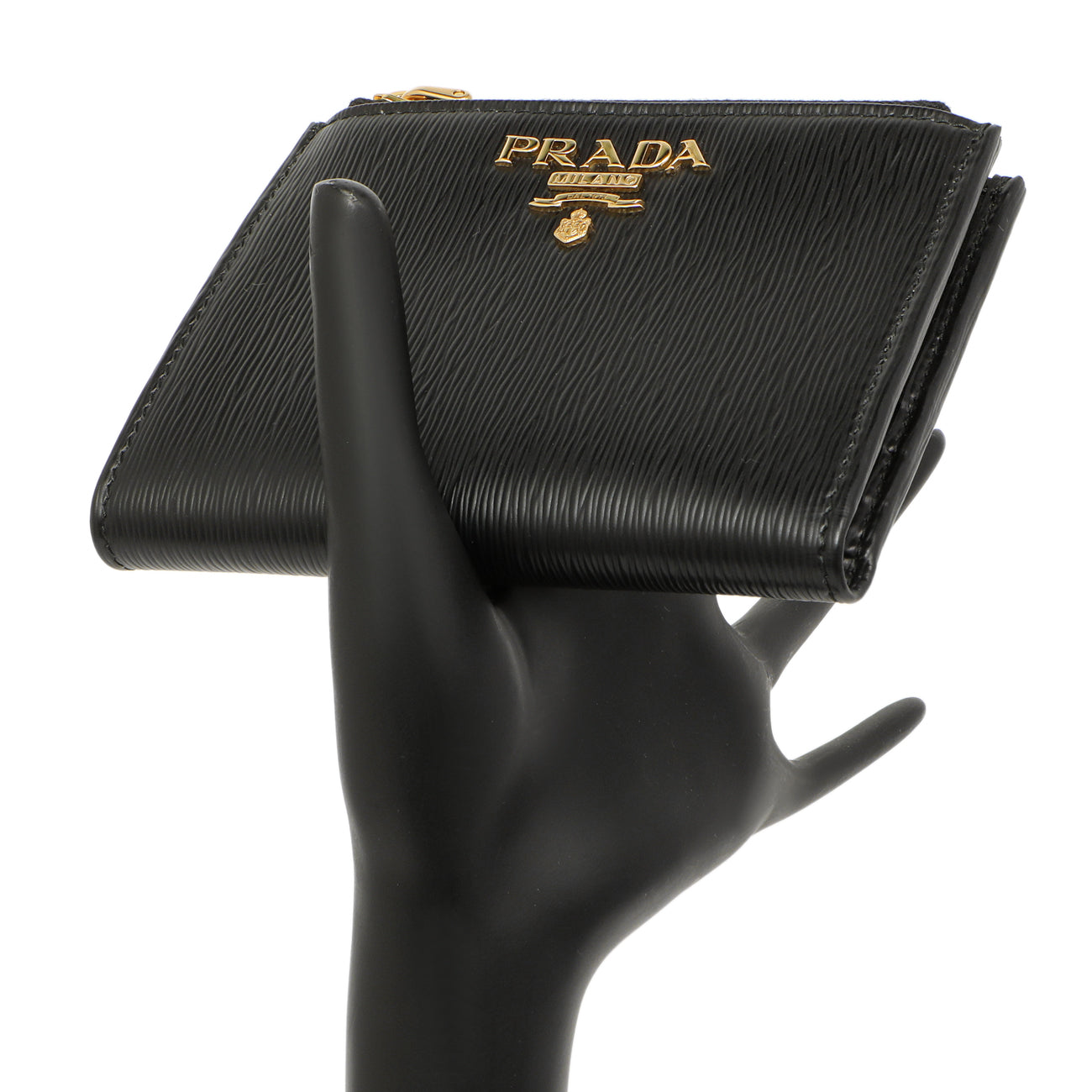 Exclusive Prada Black Vitello Move Double Zip Wallet — Lifestyle View