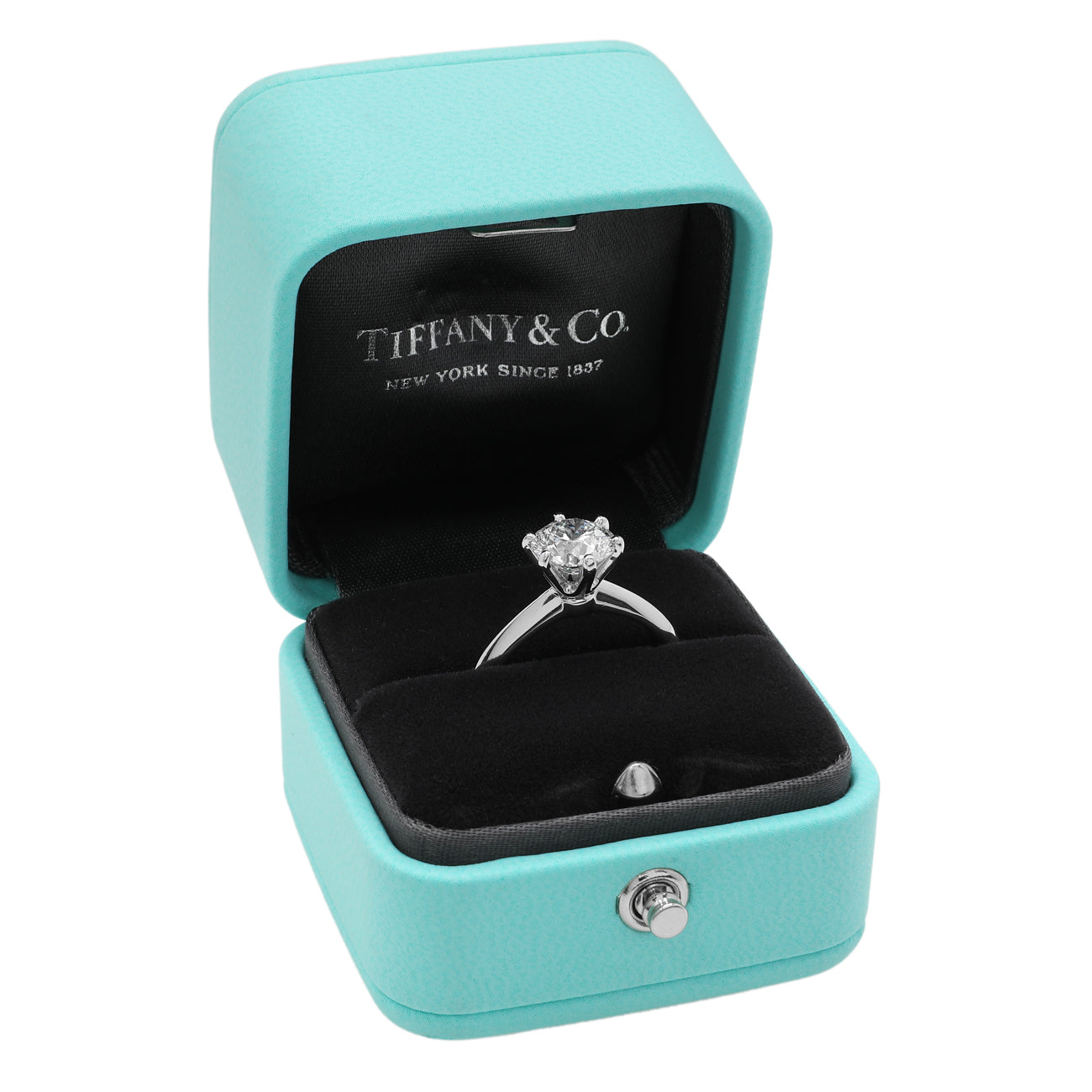 Exclusive Tiffany & Co. Platinum 1.73 Carat Diamond Solitaire Engagement Ring — Detail View