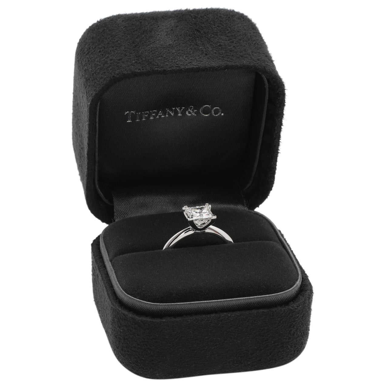 Exclusive Tiffany & Co. Platinum 1.13 Carat Princess-cut Diamond Engagement Ring — Detail View