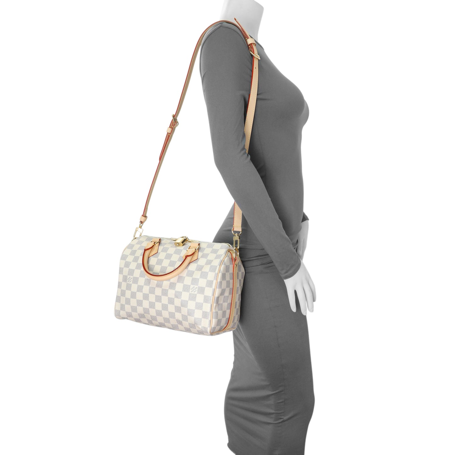Exclusive Louis Vuitton Damier Azur Speedy 25 Bandouliere — Detail View