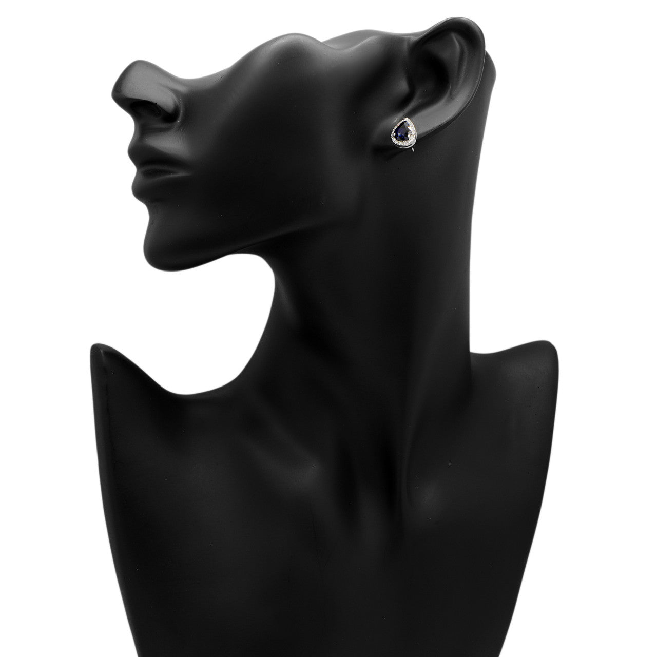 Exclusive 18K White Gold 3.08 Carat Sapphire Diamond Earrings — Back View