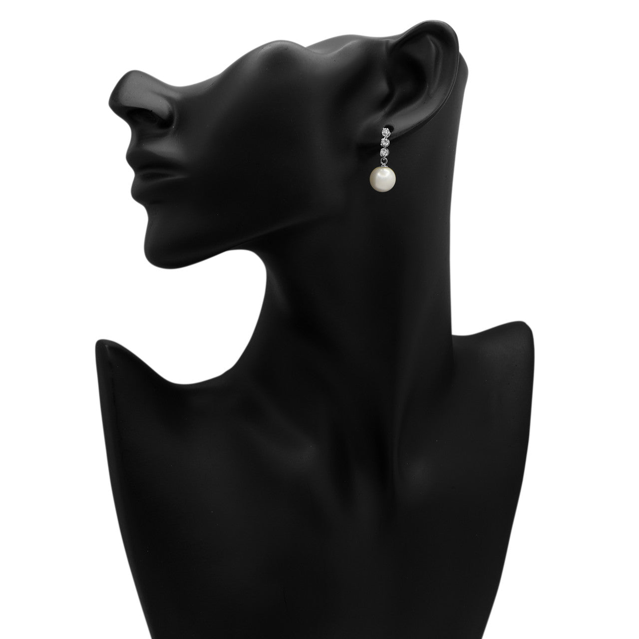 Exclusive 14K White Gold South Sea Pearl Drop Earrings — Back View