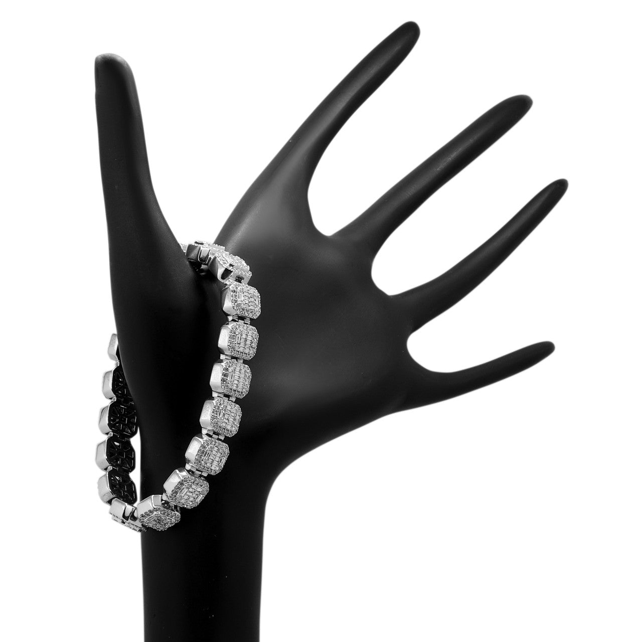 Exclusive 14K White Gold 6.96 Carat Octagonal Diamond Bracelet — Back View