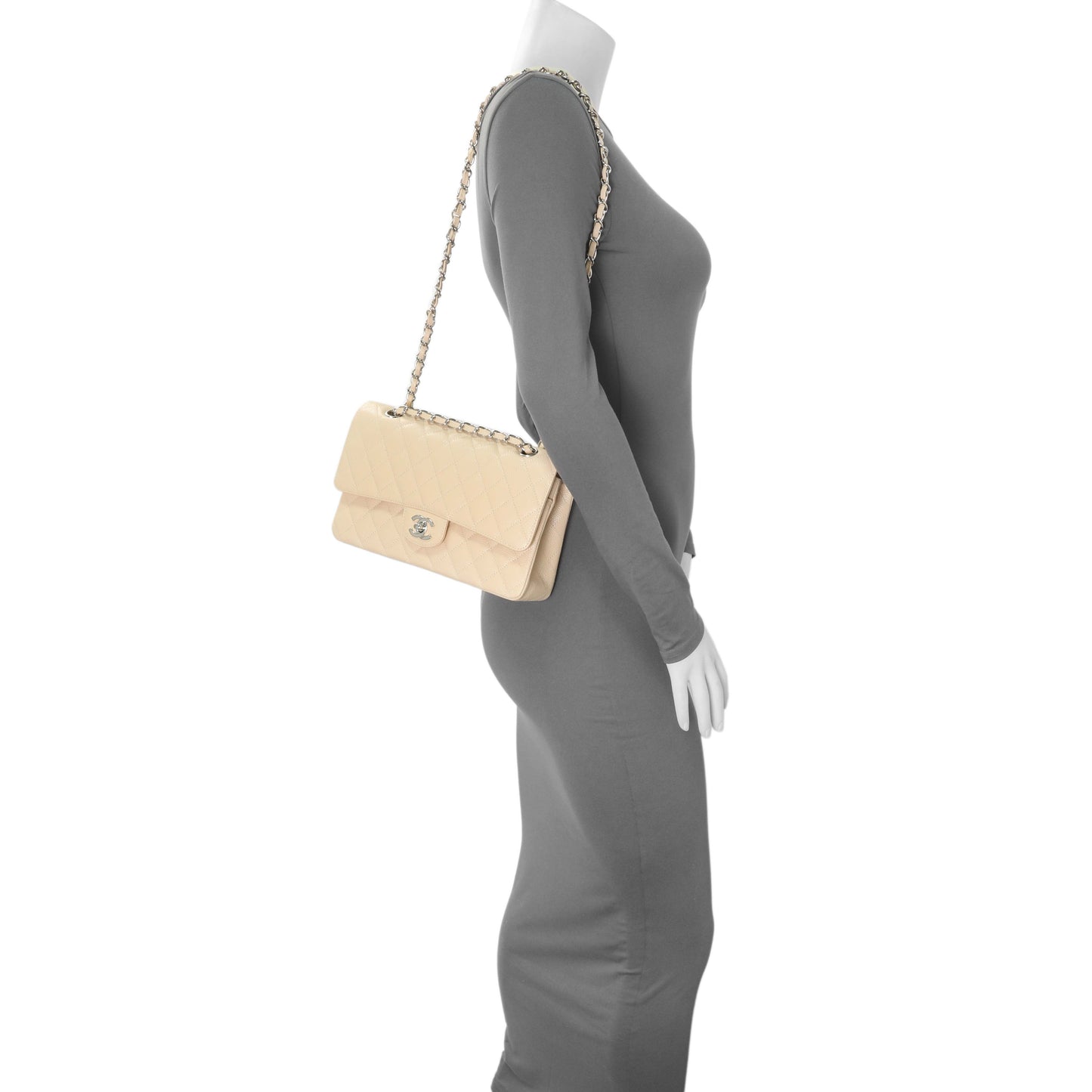 Exclusive Chanel Beige Caviar Medium Classic Flap — Alternate View 7