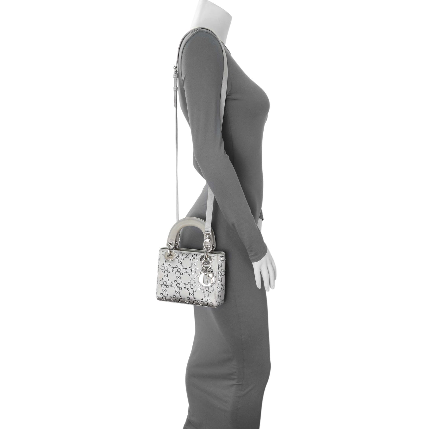 Exclusive Christian Dior Satin Crystal Cannage Mini Lady Dior — Alternate View 11