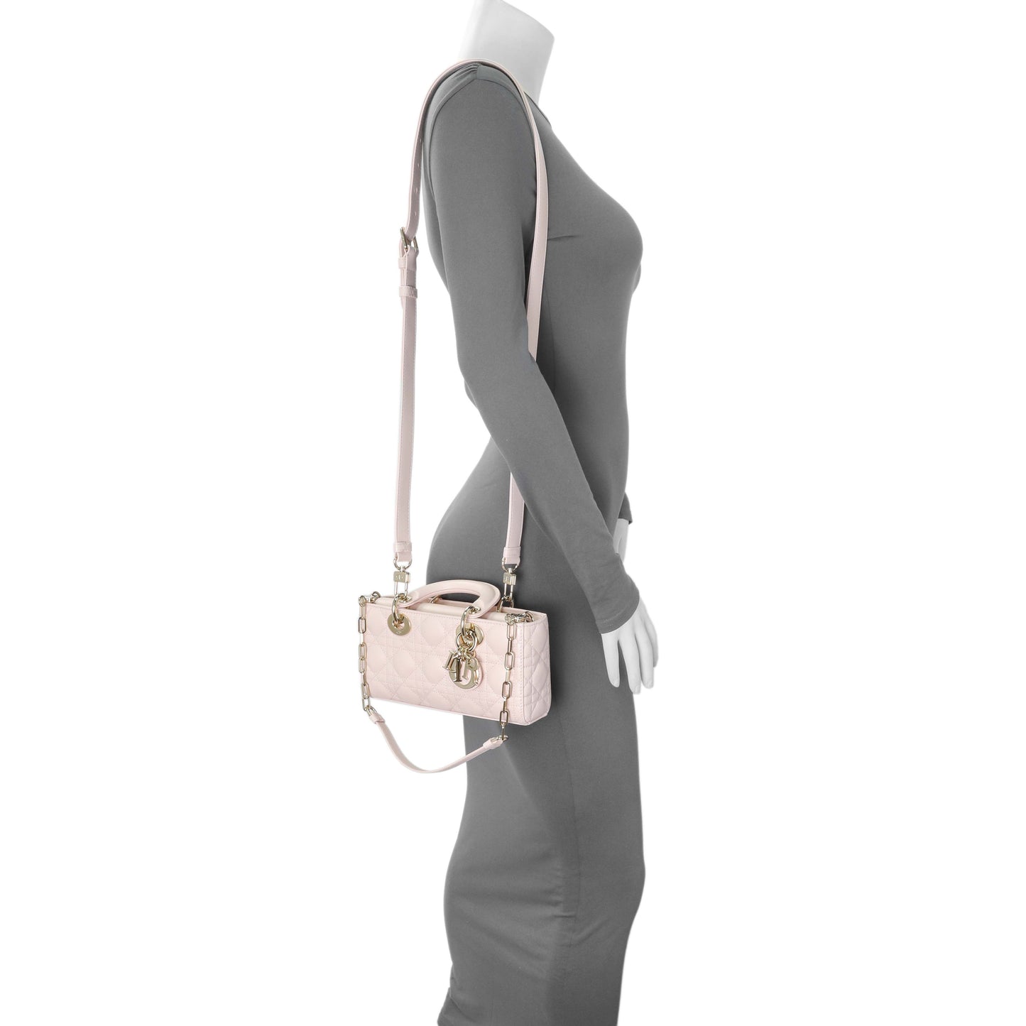 Exclusive Christian Dior Light Pink Lambskin Cannage Small Lady D-Joy — Alternate View 7