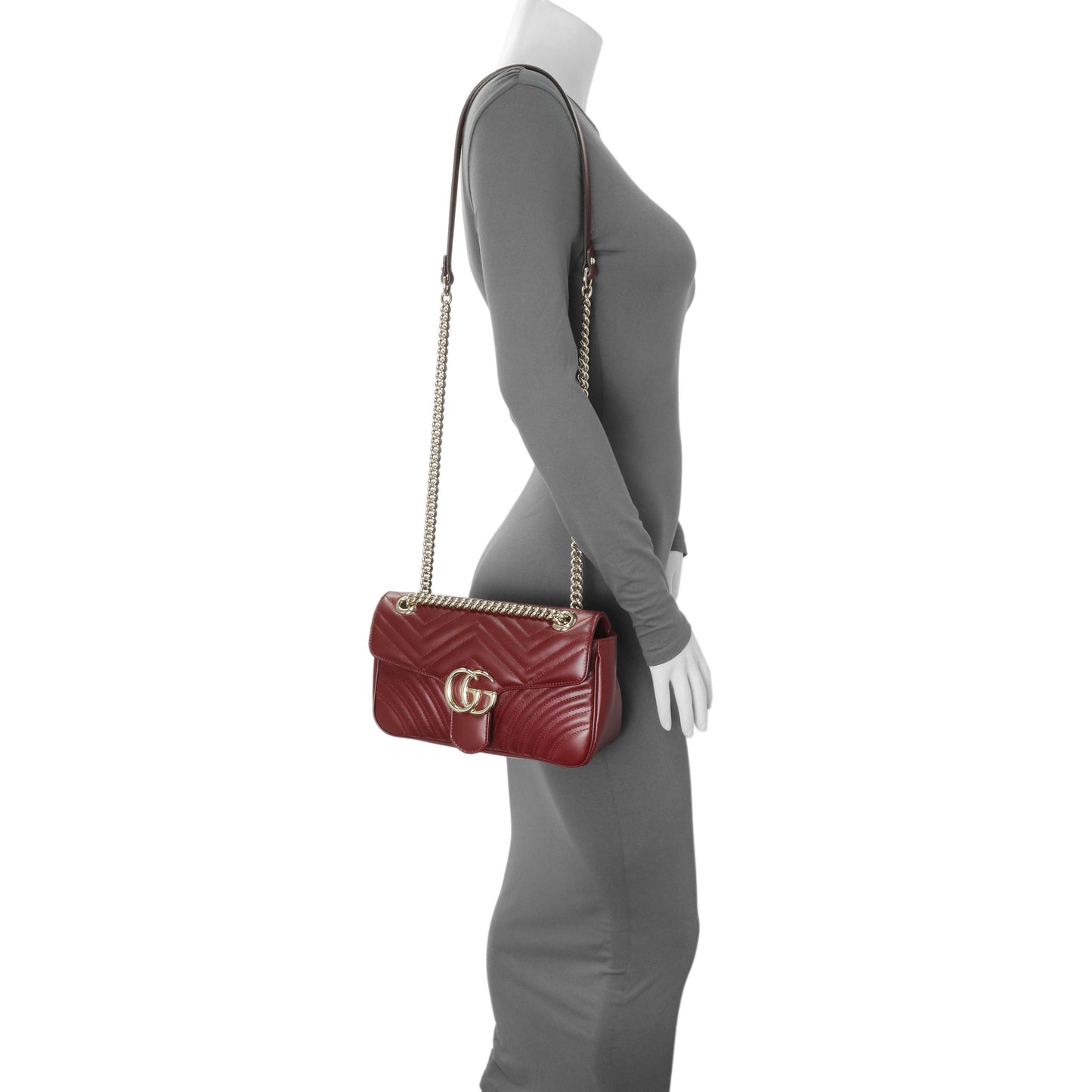 Exclusive Gucci Rosso Ancora Red Calfskin Matelasse Medium GG Marmont Shoulder Bag — Alternate View 7