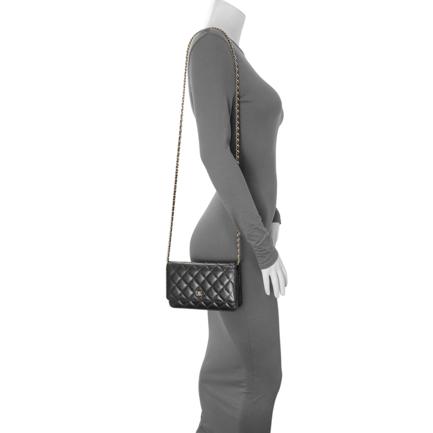 Exclusive Chanel Black Quilted Caviar Wallet on Chain — Alternate View 8