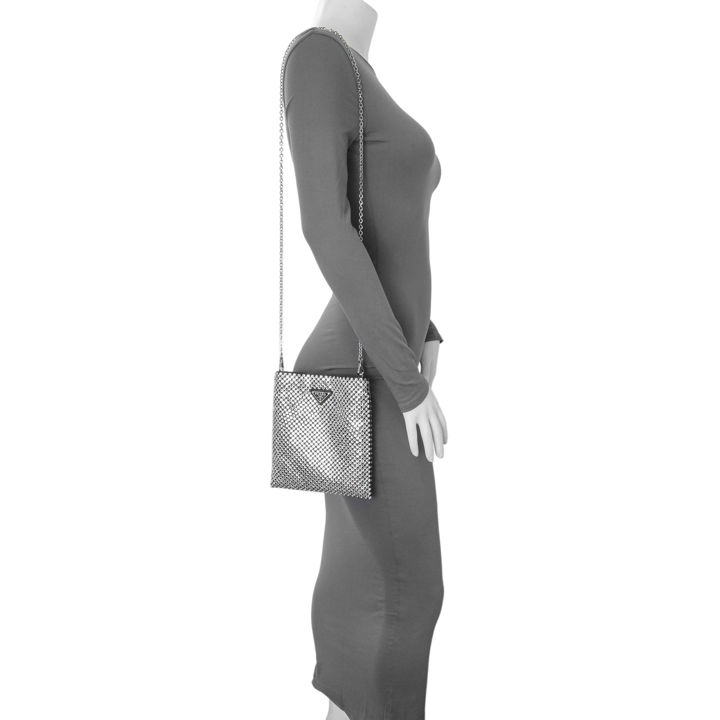 Exclusive Prada Black Satin Crystal Embellished Mini Tote — Lifestyle View