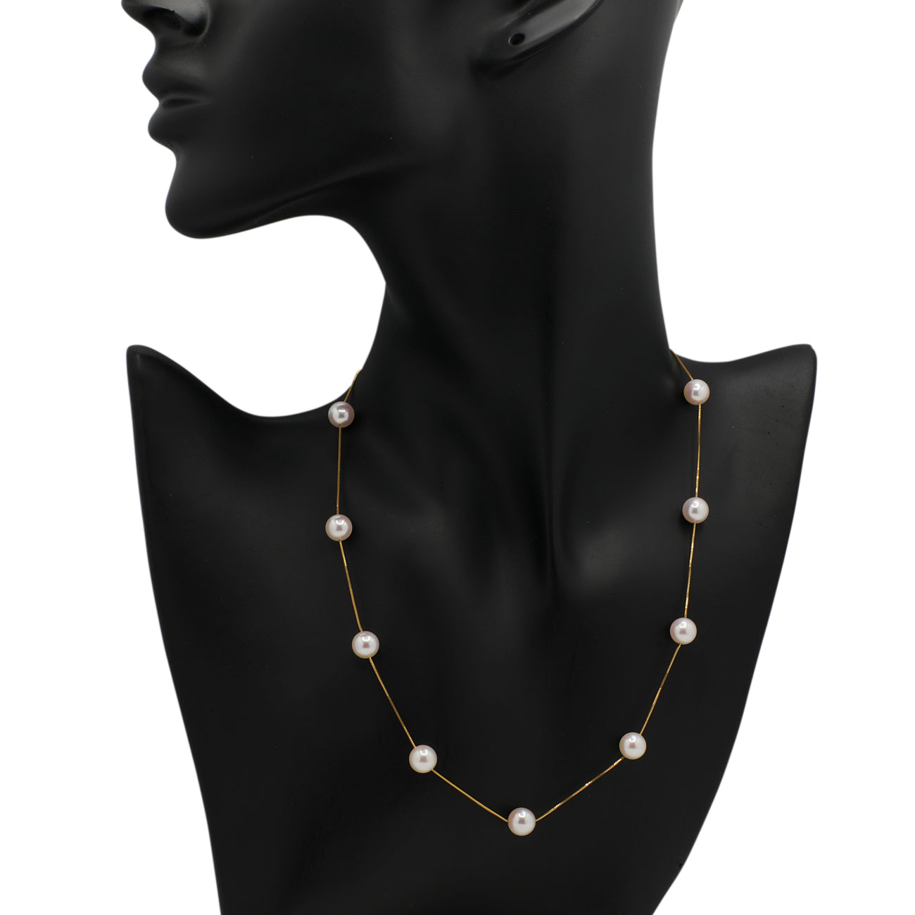 Exclusive 18K Yellow Gold Akoya Pearl Necklace — Back View