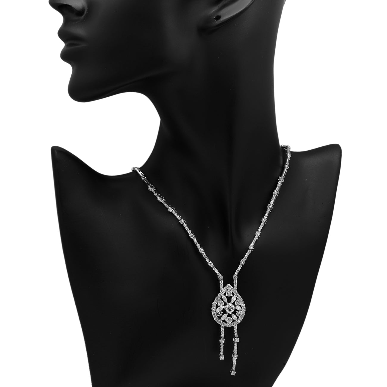 Exclusive 18K White Gold 6.82 Carat Diamond Lariat Necklace — Back View