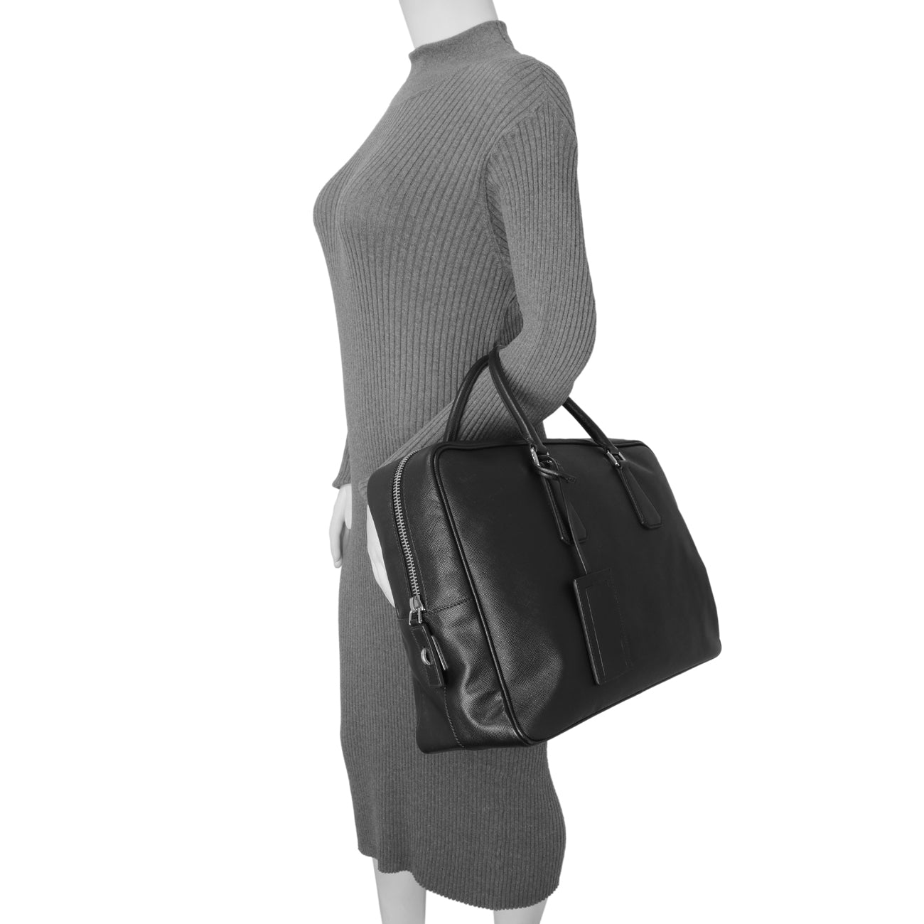 Exclusive Prada Black Saffiano Travel Briefcase — Alternate View 11