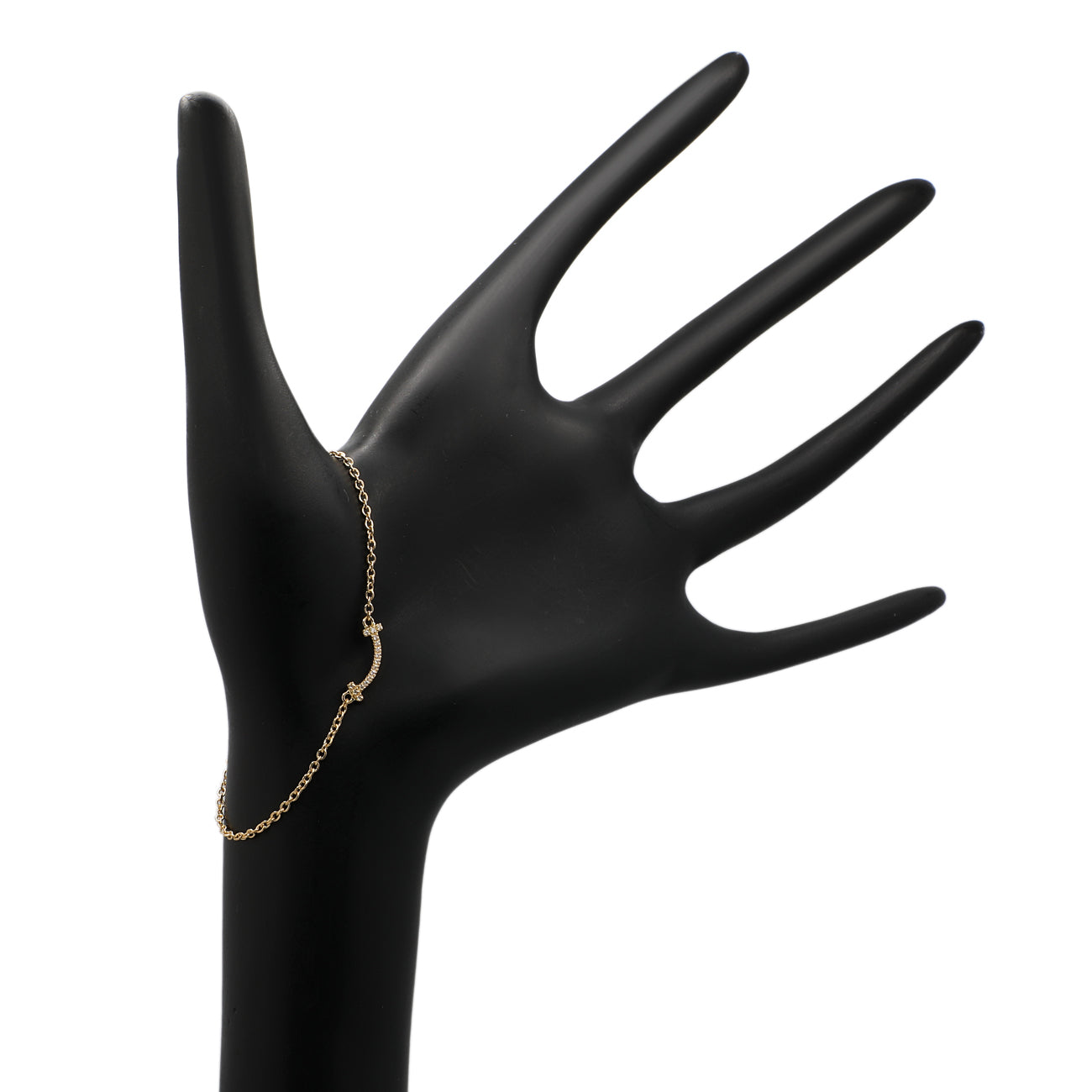 Exclusive Tiffany & Co. 18K Yellow Gold Diamond T Smile Bracelet — Back View