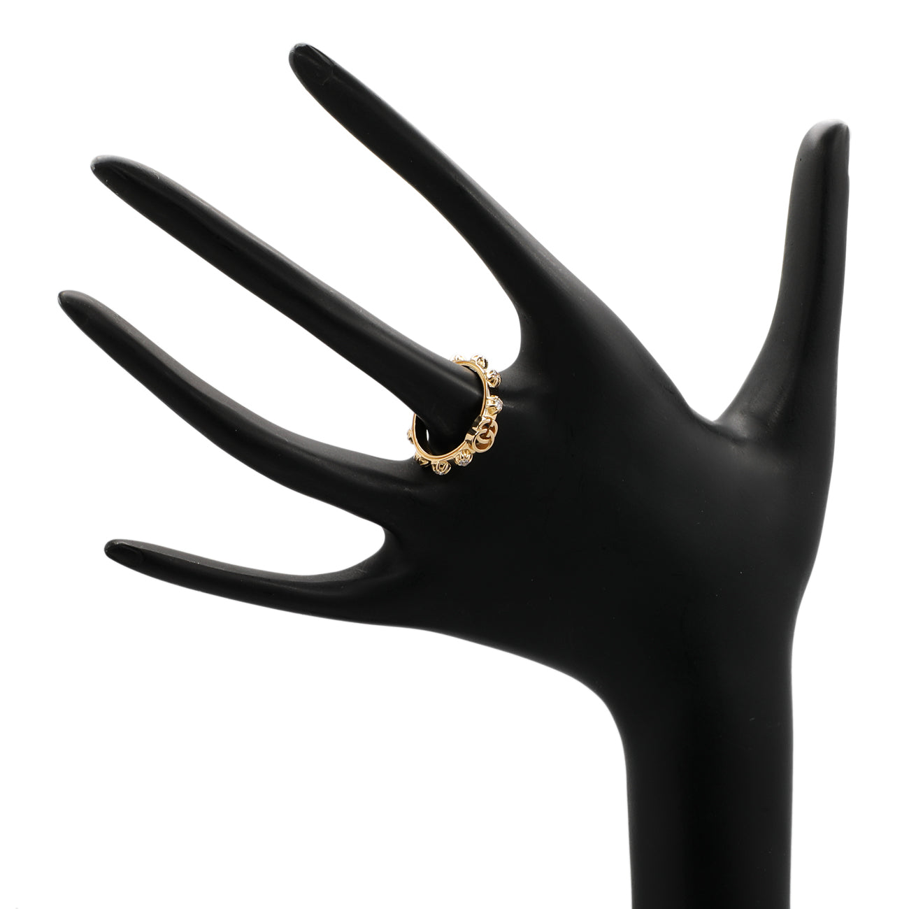 Exclusive Gucci 18K Yellow Gold Diamond Running GG Ring — Back View