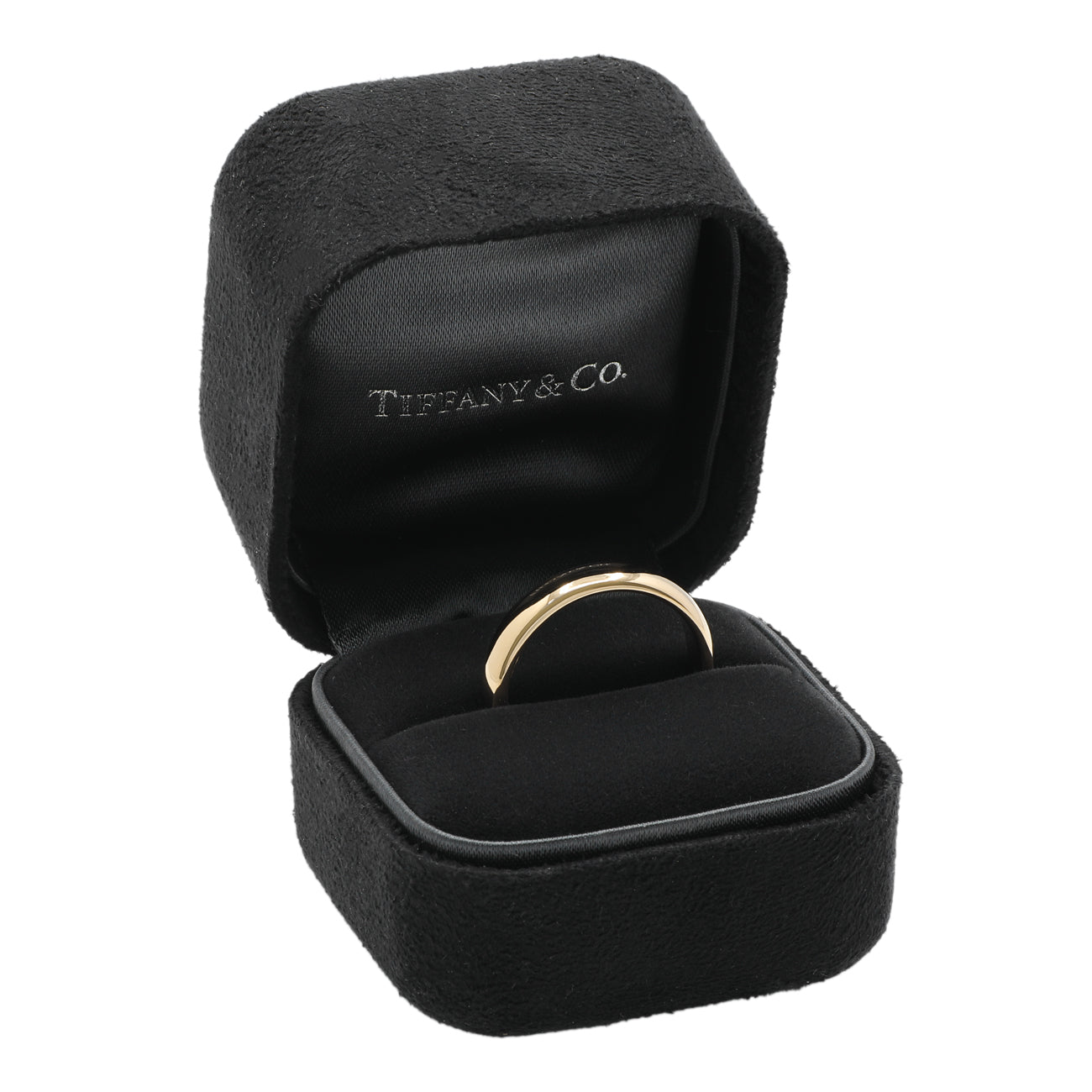 Exclusive Tiffany & Co. 18K Yellow Gold 4.5mm Forever Wedding Band Ring — Top View