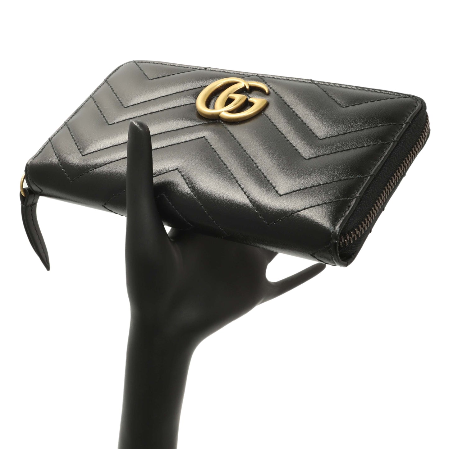 Exclusive Gucci Black Calfskin Matelasse GG Marmont Zip Around Wallet — Alternate View 7