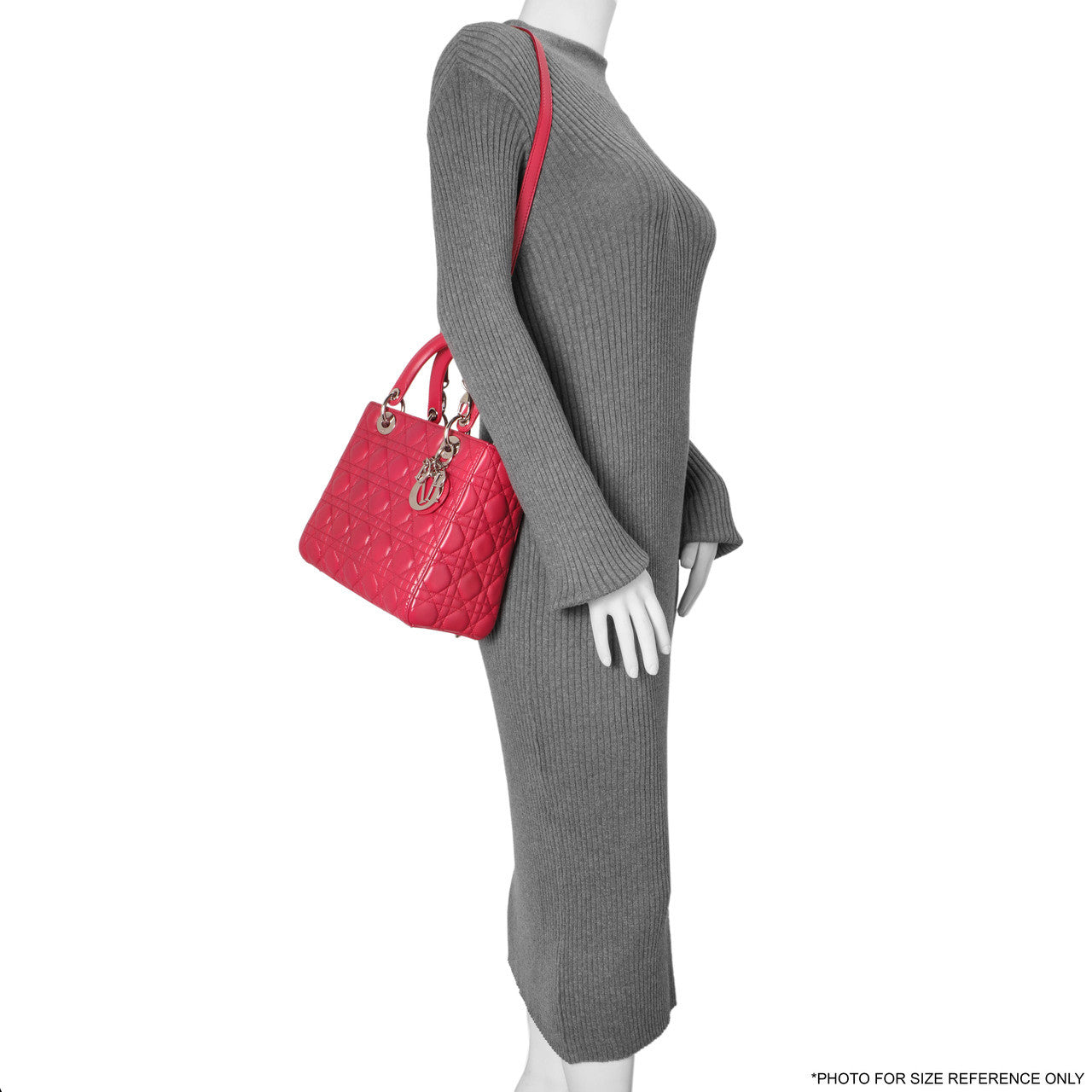 Exclusive Christian Dior Fuchsia Lambskin Cannage Medium Lady Dior — Alternate View 11