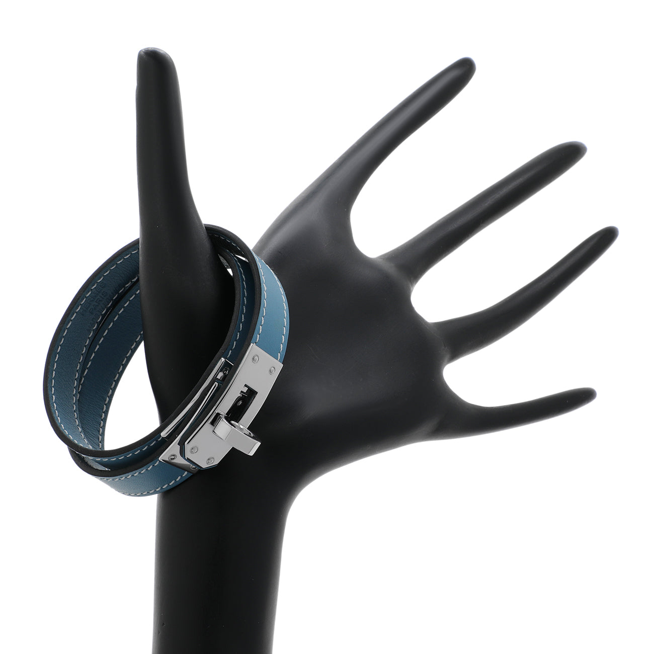 Exclusive Hermes Blue Swift Kelly Double Tour Bracelet — Back View