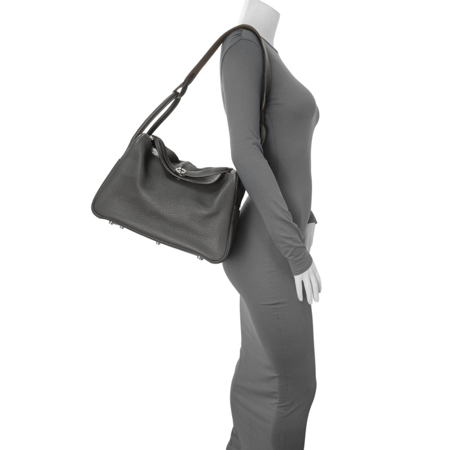 Exclusive Hermes Graphite Clemence Lindy 34 — Alternate View 12