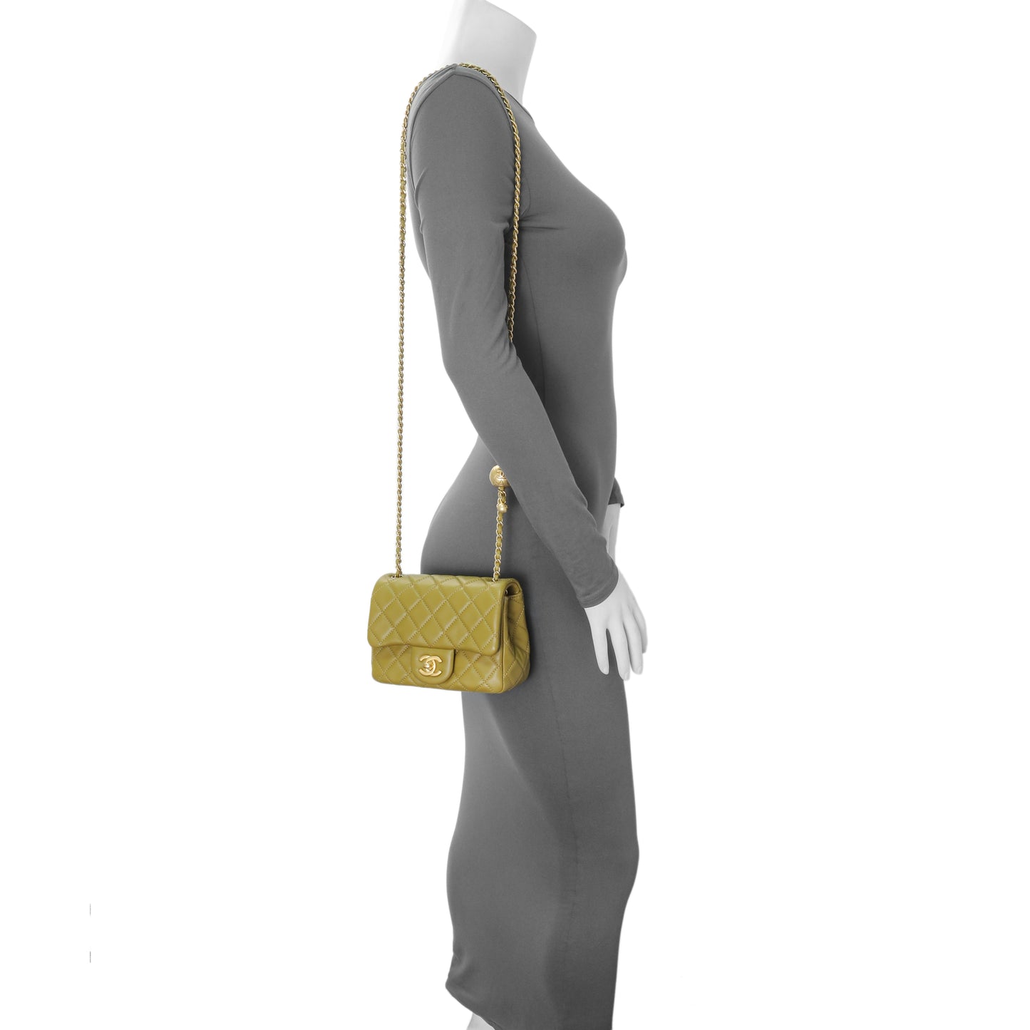 Exclusive Chanel Green Quilted Lambskin Mini Pearl Crush Flap — Alternate View 7