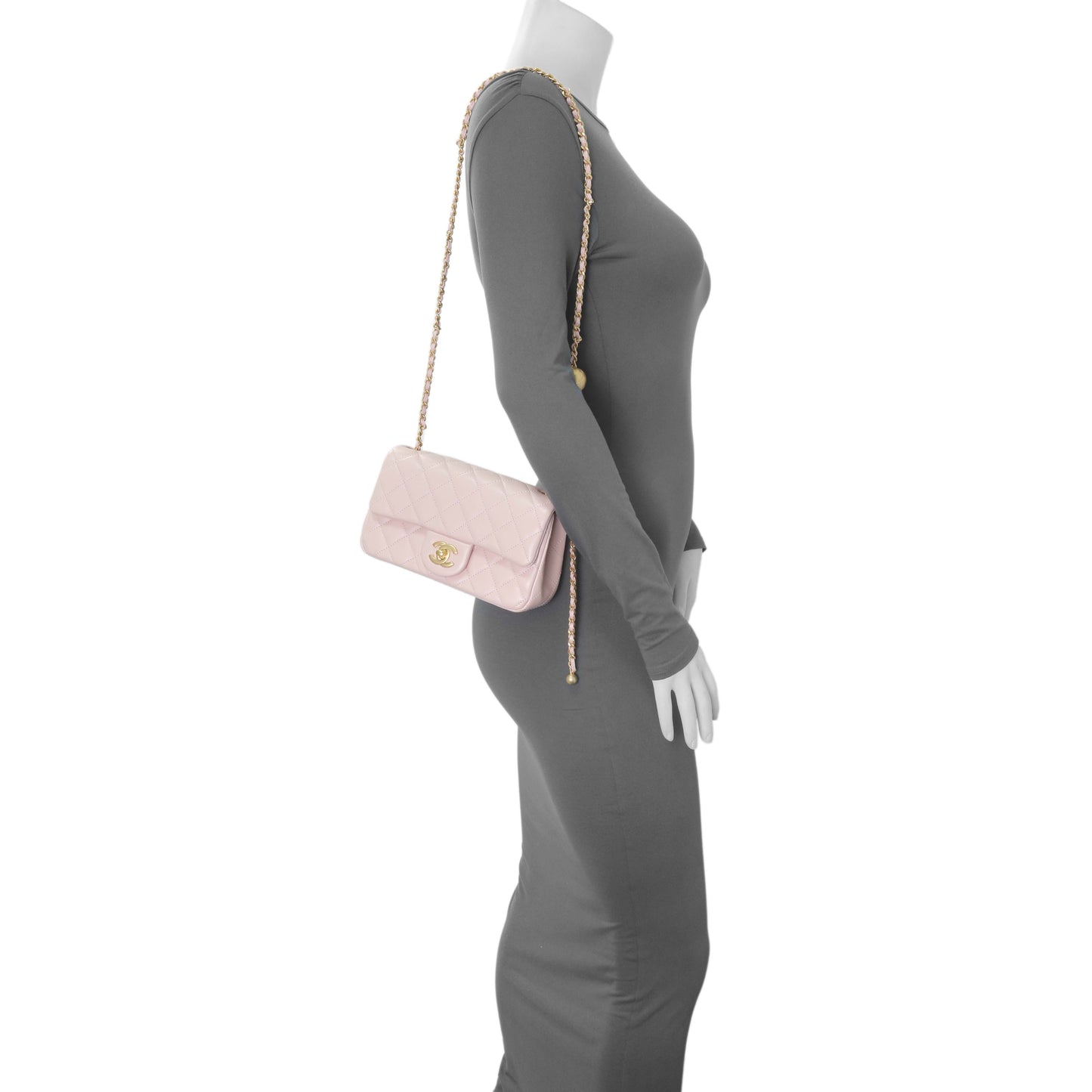 Exclusive Chanel Light Pink Lambskin Rectangular Pearl Crush — Alternate View 7