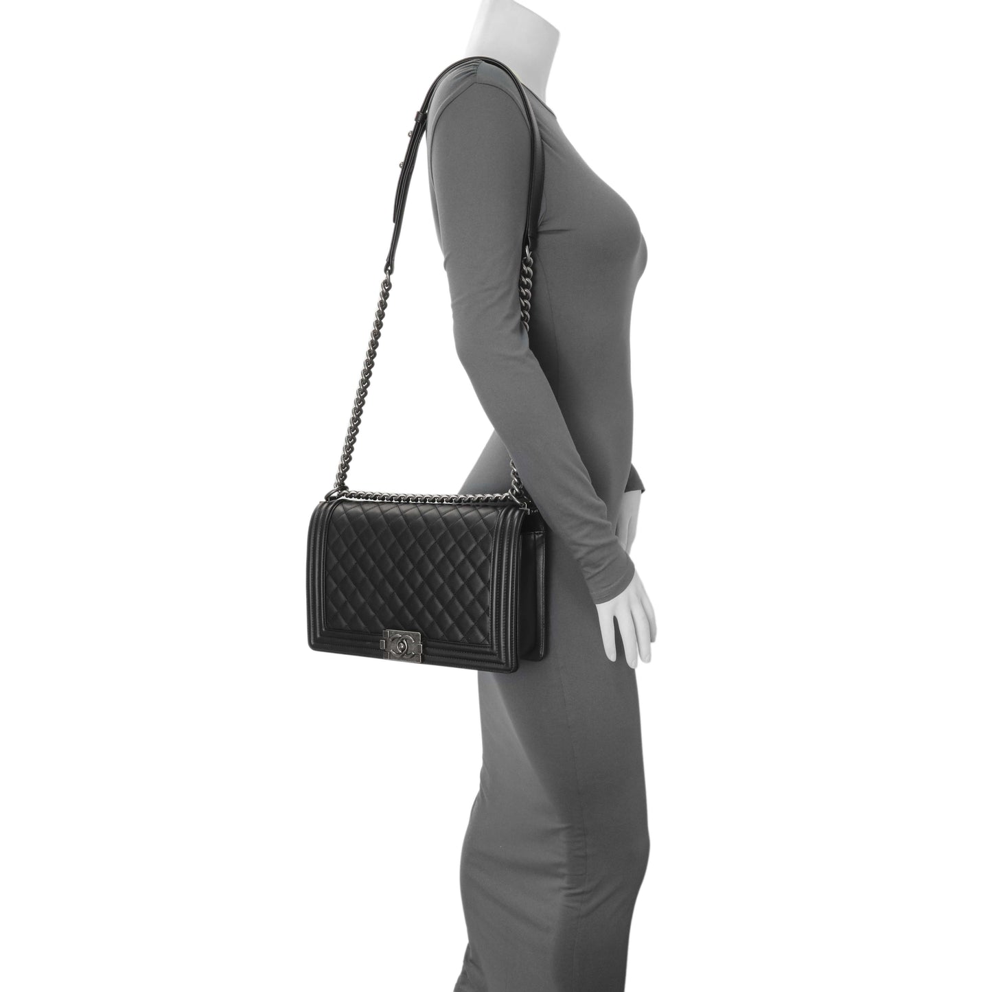 Exclusive Chanel Black Quilted Calfskin New Medium Boy Flap — Alternate View 11