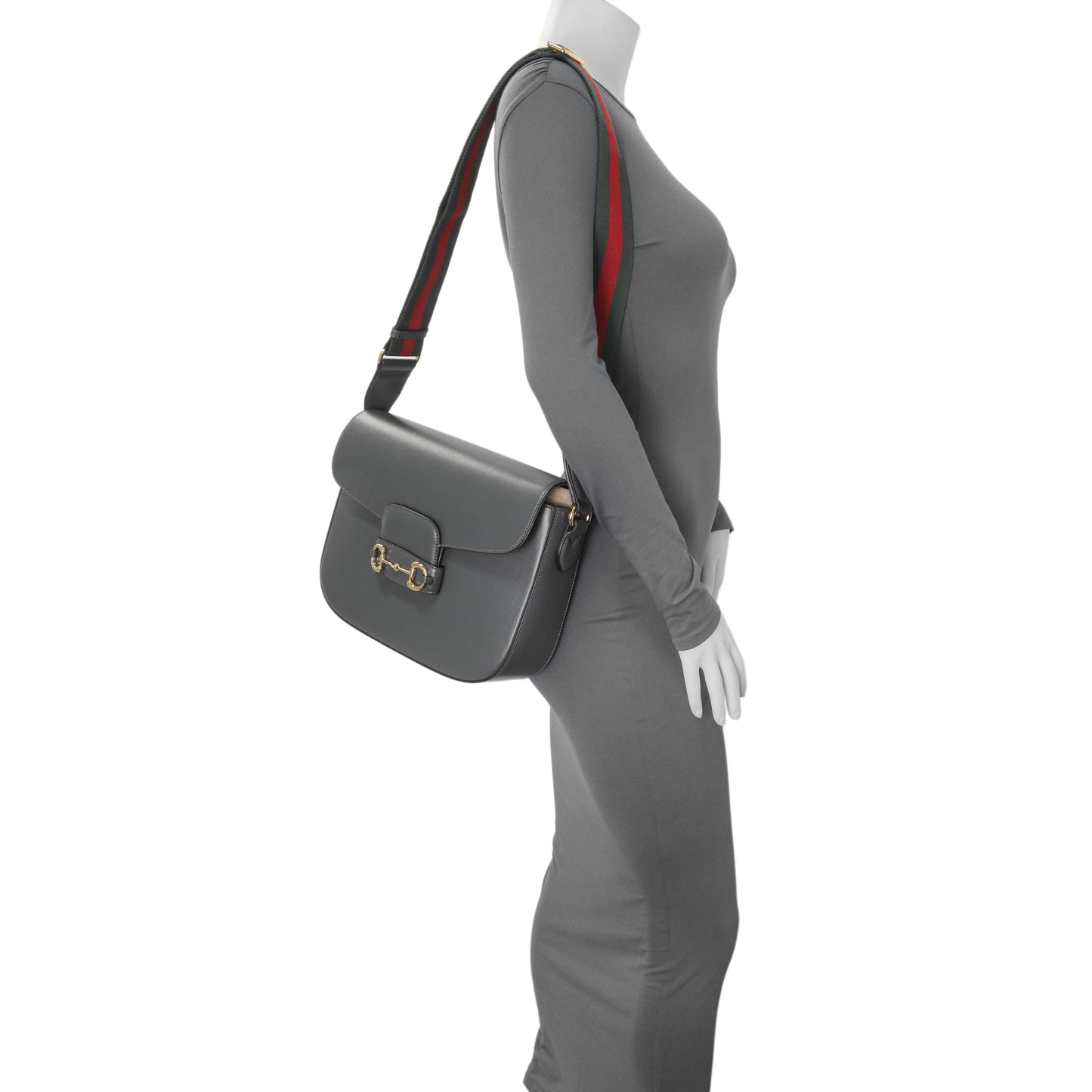Exclusive Gucci Grey Calfskin Large Horsebit 1955 Shoulder Bag — Alternate View 7