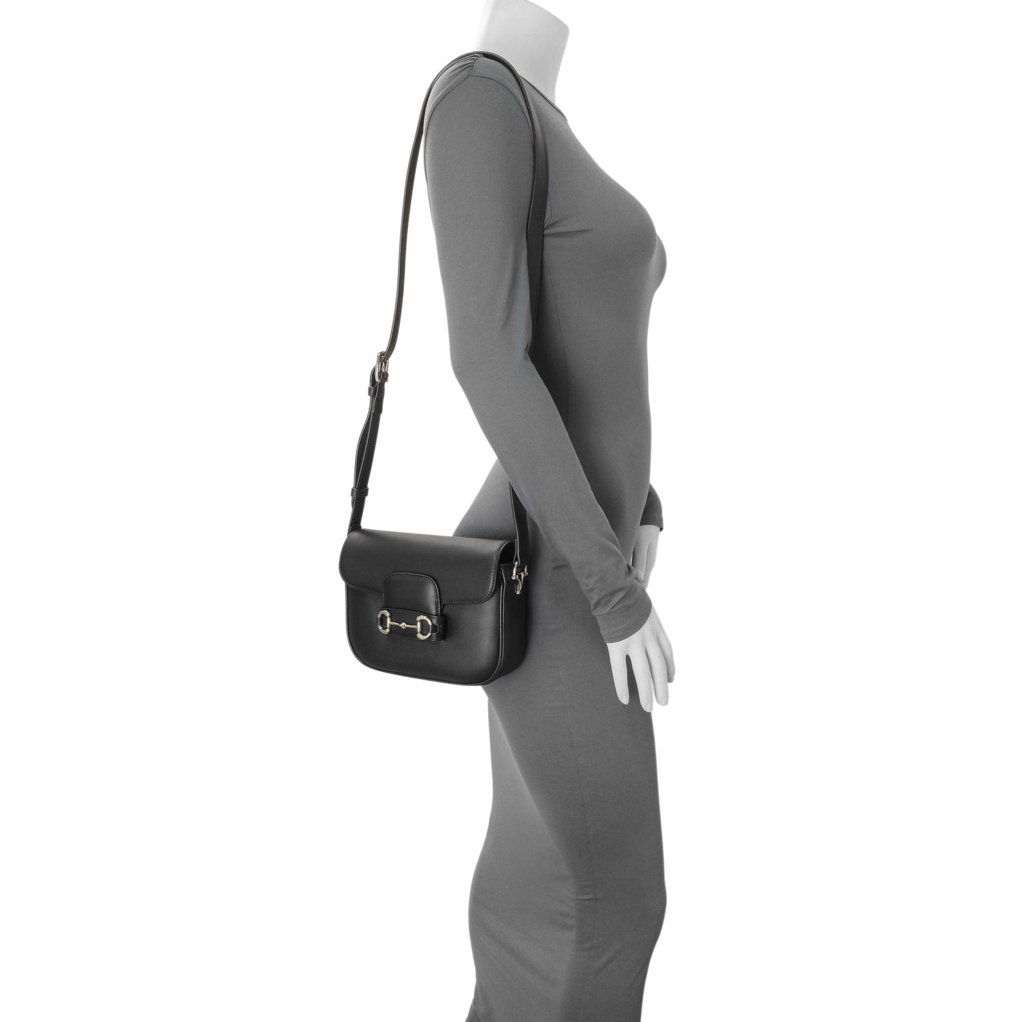 Exclusive Gucci Black Arabella Calfskin Horsebit 1955 Soft Small Shoulder Bag — Alternate View 7