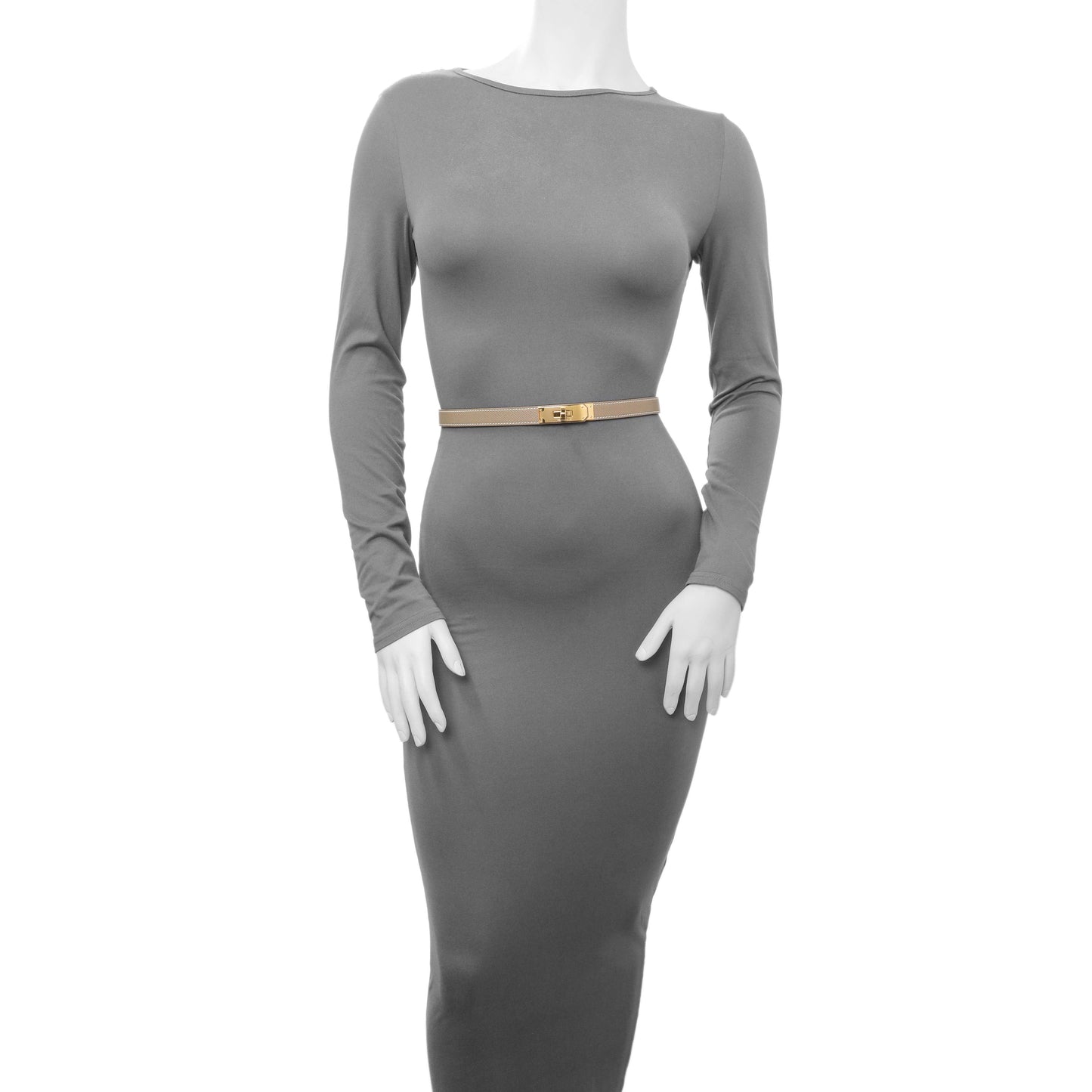 Exclusive Hermes Etoupe Epsom Kelly Belt — Top View