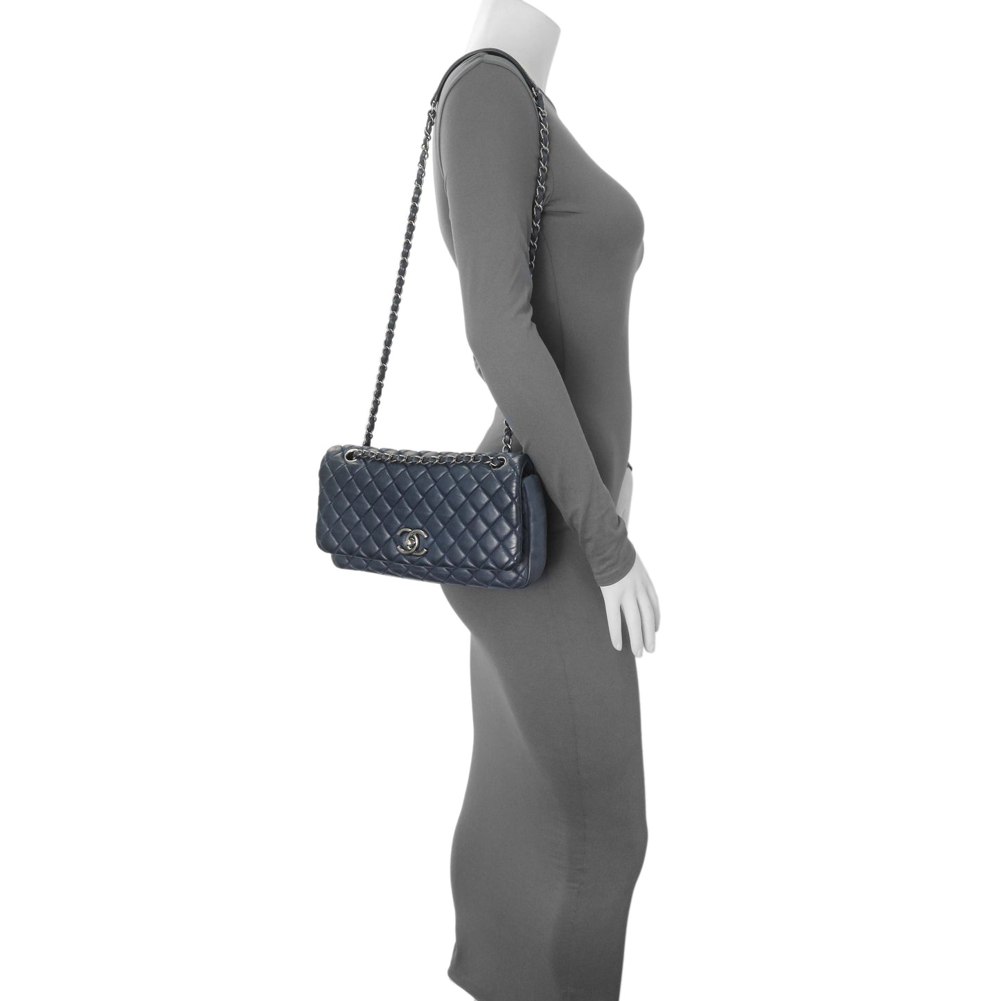 Exclusive Chanel Blue Iridescent Calfskin Bubble Flap — Alternate View 12