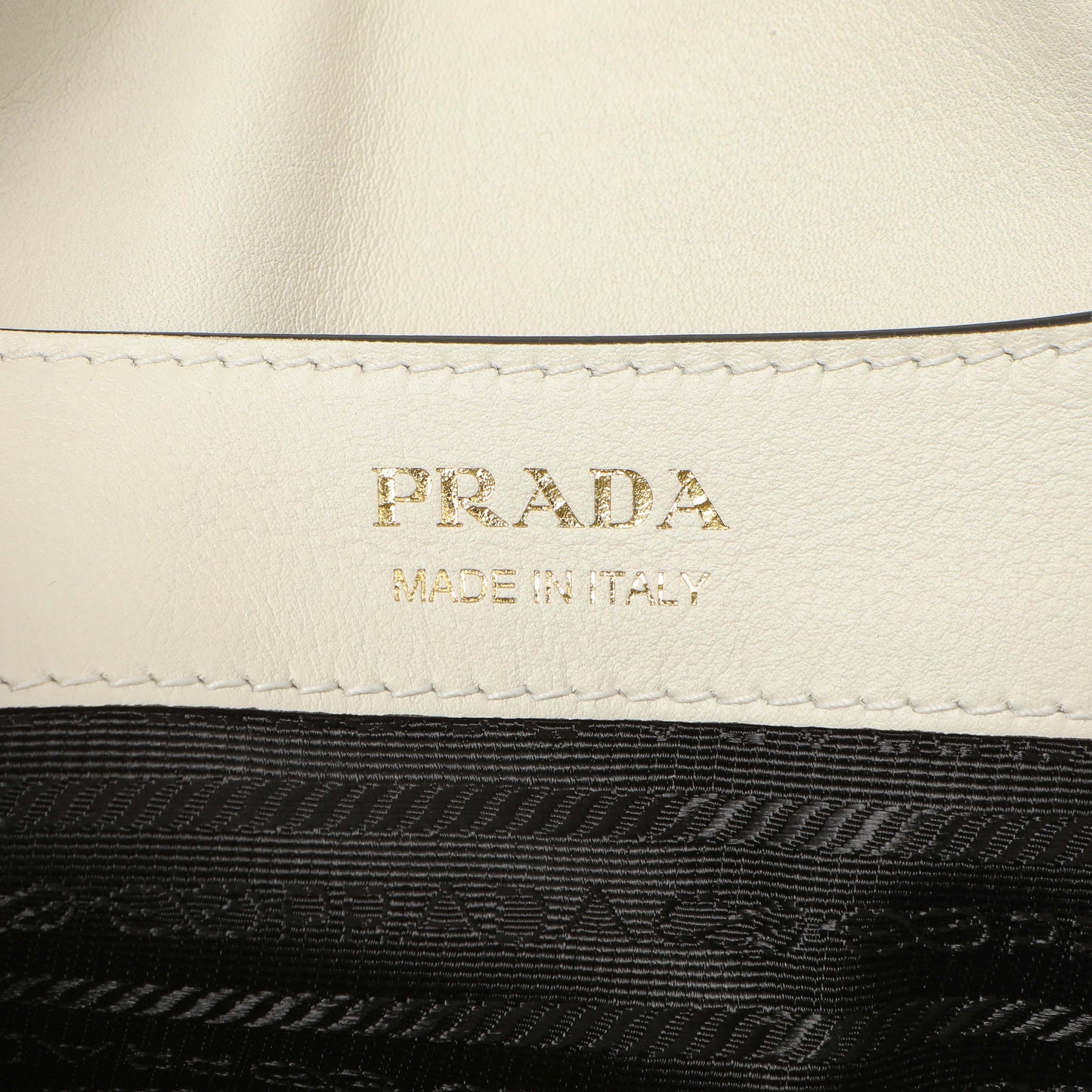 Exclusive Prada White Soft Calfskin Medium Shoulder Bag — Detail View