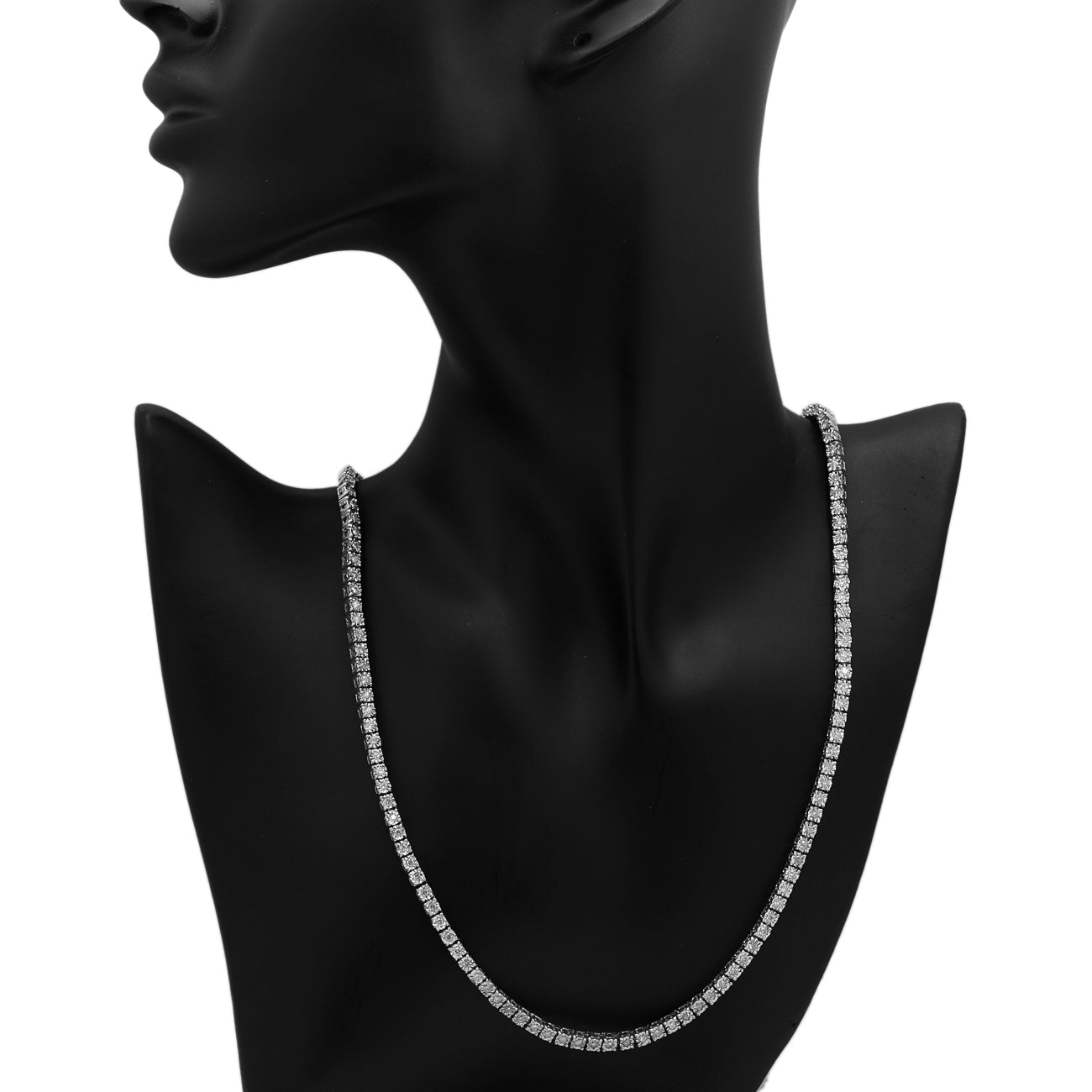 Exclusive 18K White Gold 2.86 Carat Riviere Diamond Necklace — Top View