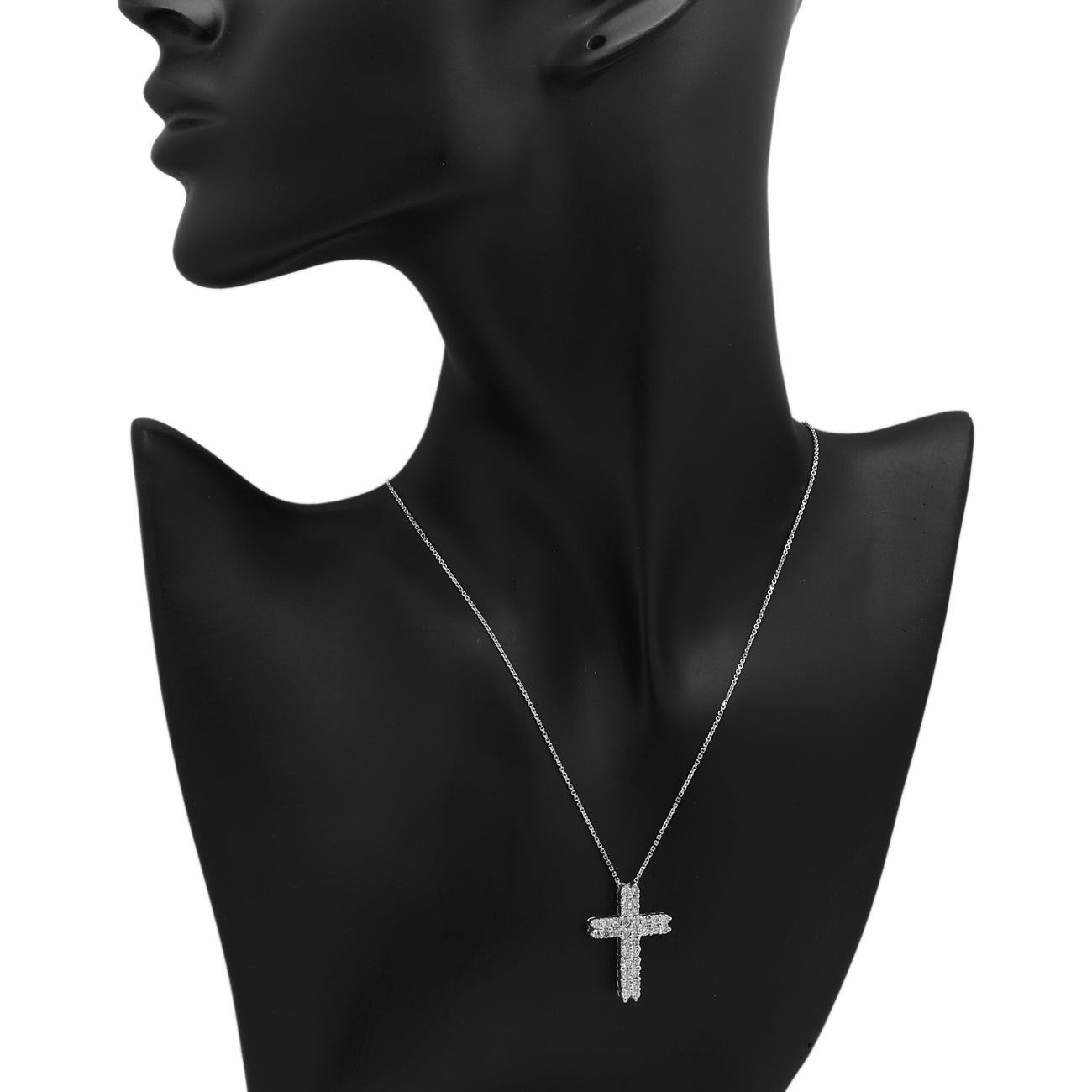 Exclusive 18K White Gold 1.02 Carat Diamond Cross Pendant — Back View