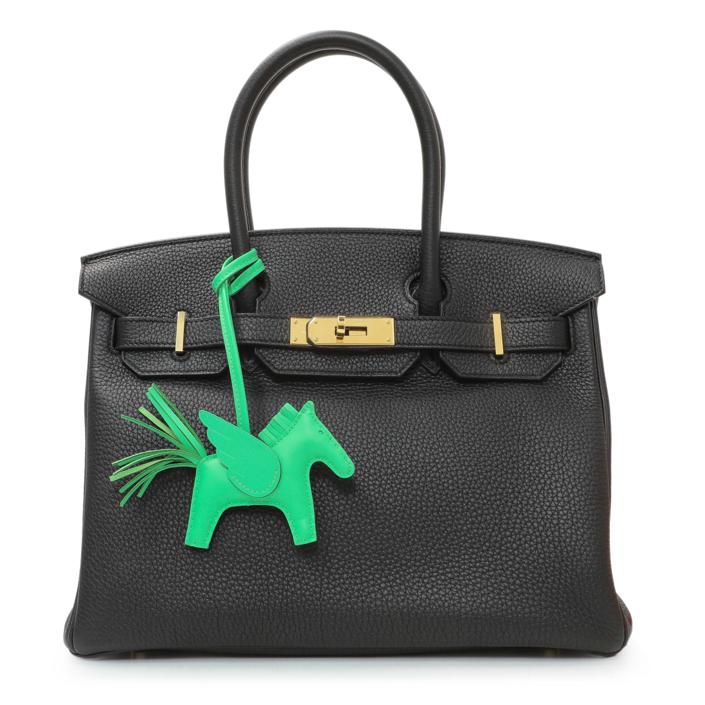 Exclusive Hermes Milo Green Lambskin Grigri Rodeo Pegase Horse Bag Charm PM — Top View