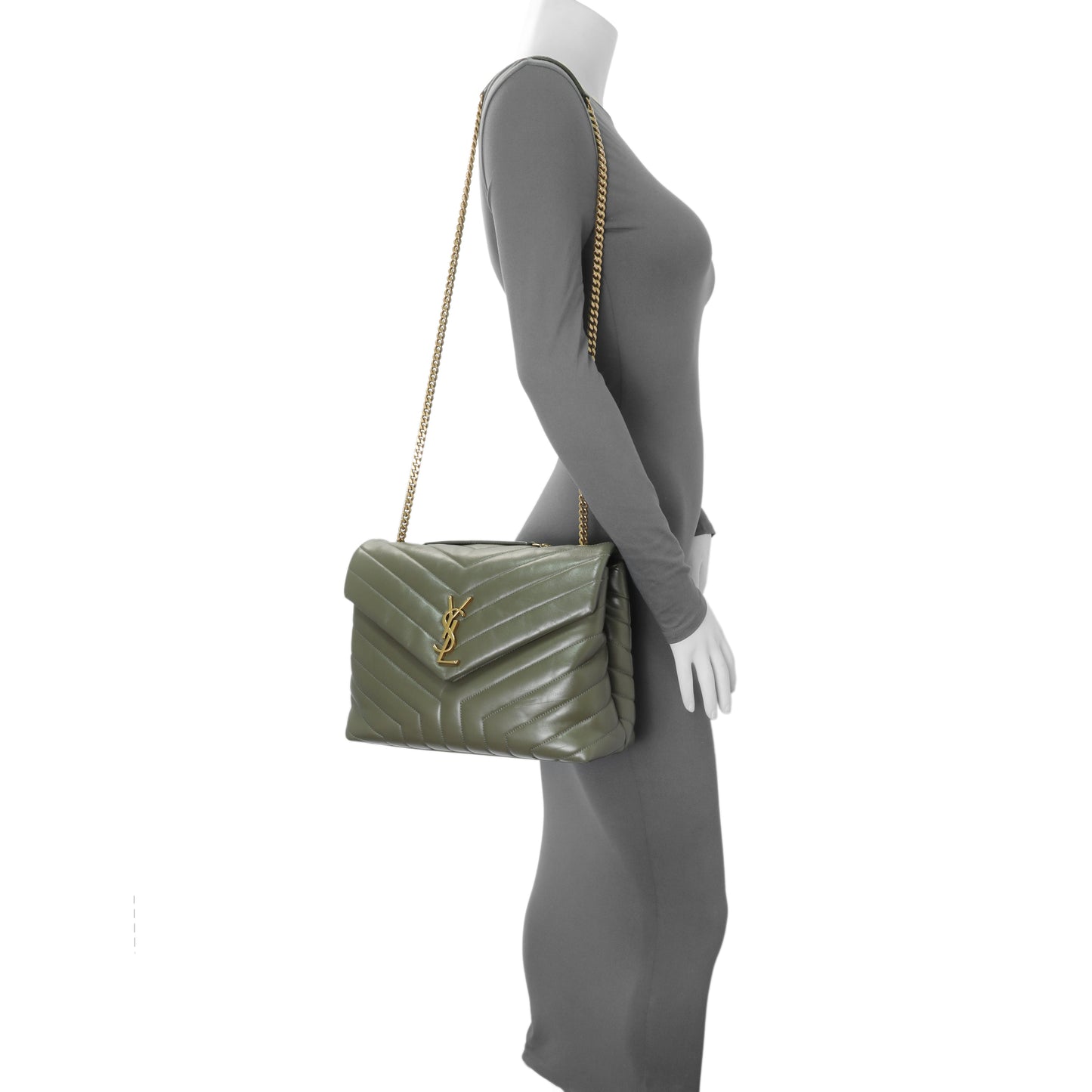 Exclusive Saint Laurent Calfskin Y Quilted Monogram Medium Loulou Chain Satchel — Alternate View 12
