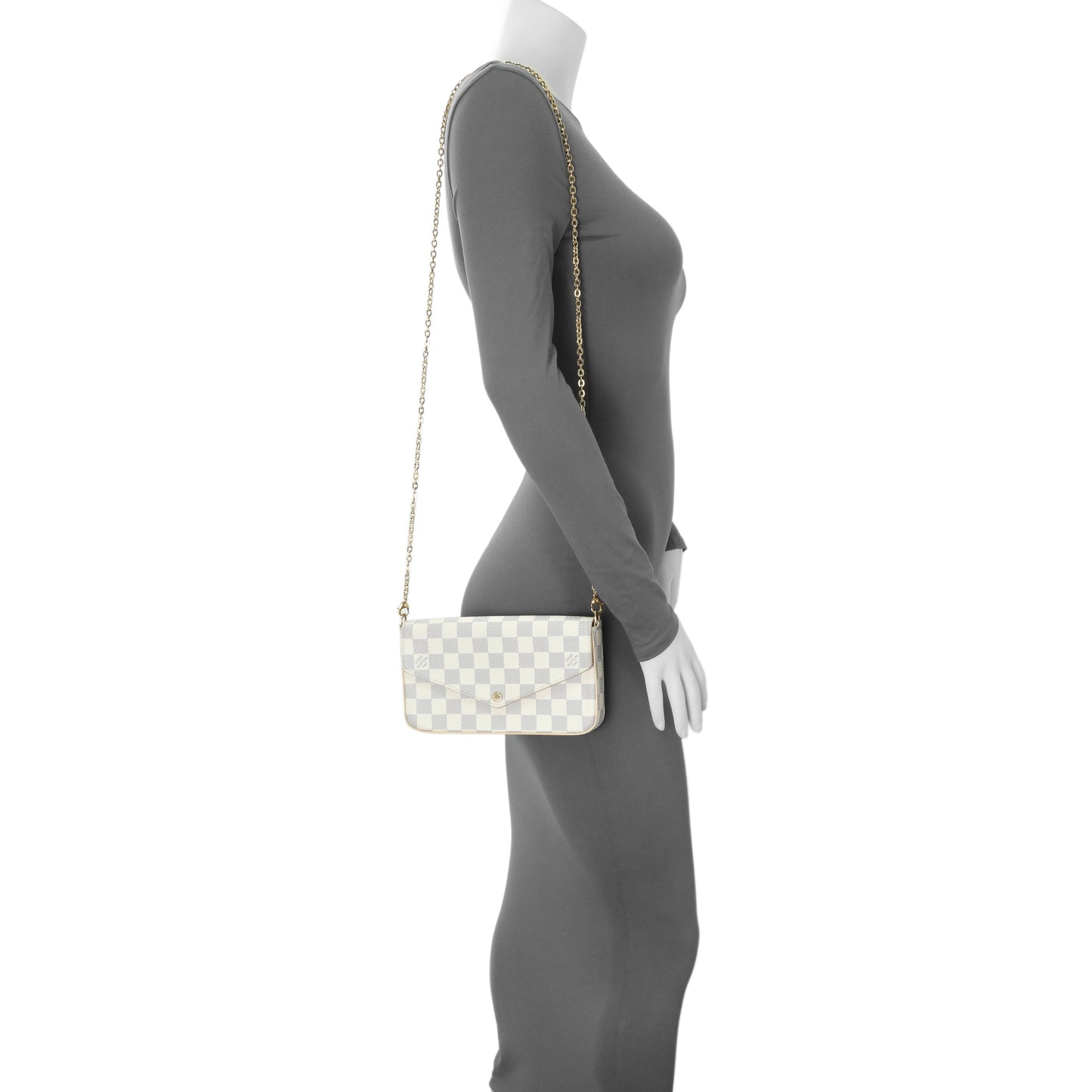 Exclusive Louis Vuitton Damier Azur Pochette Felicie Chain Wallet — Alternate View 7