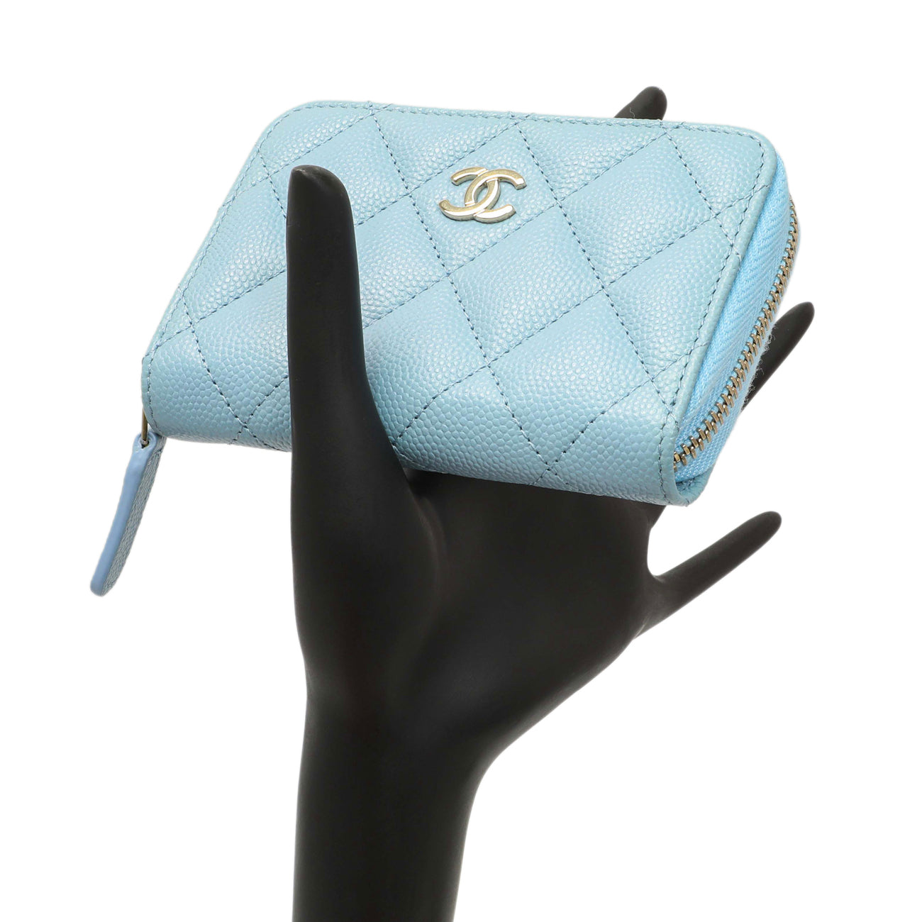 Exclusive Chanel Blue Quilted Caviar Zip Coin Purse — Alternate View 7