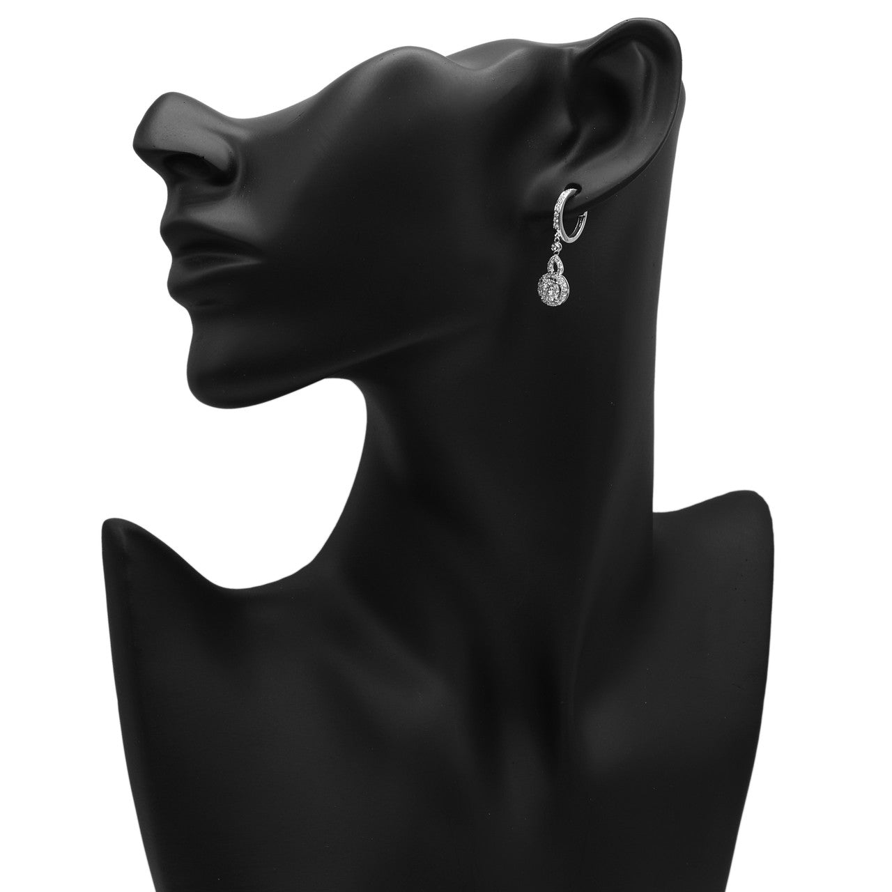 Exclusive 18k White Gold 1.00 Carat Diamond Drop Earrings — Back View