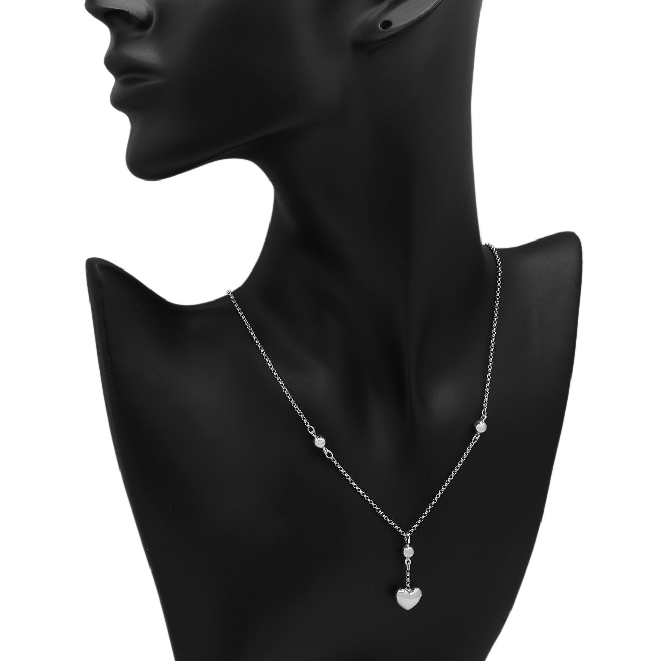 Exclusive 14K White Gold Puffed Heart Lariat Pendant — Back View