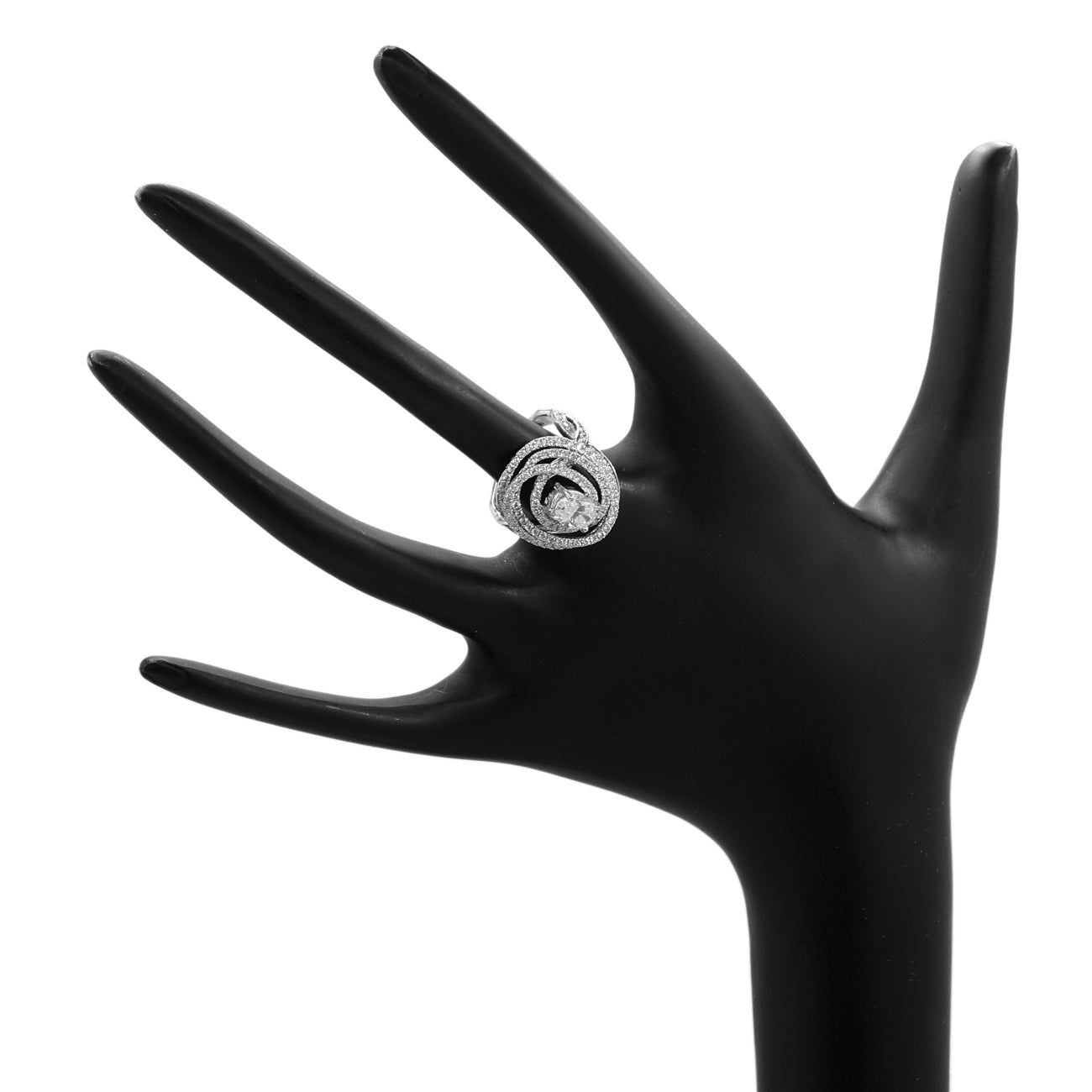 Exclusive 14K White Gold 0.90 Carat Oval Diamond Spiral Ring — 4 — Top View