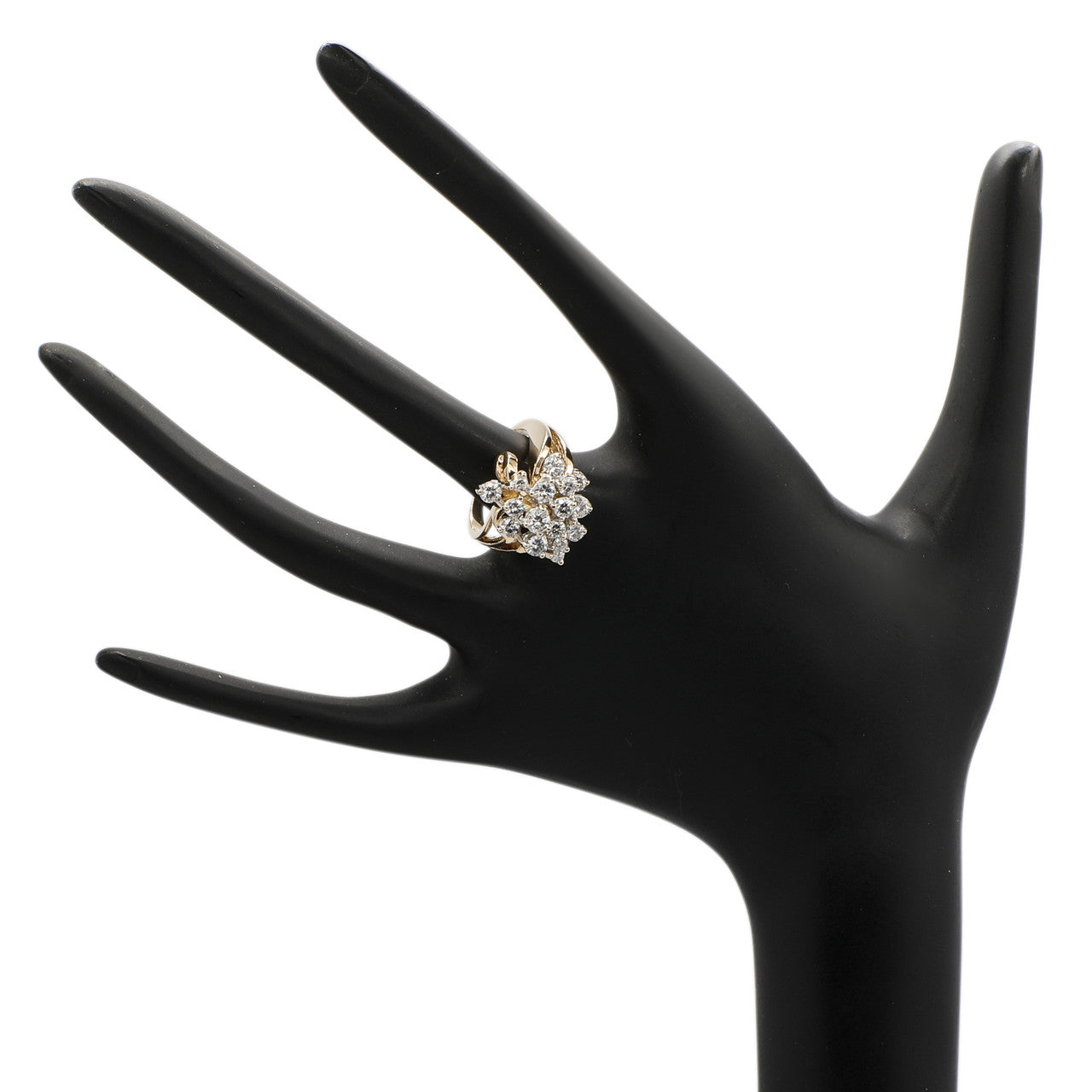 Exclusive 14K Yellow Gold 1.73 Carat Diamond Cluster Ring — 4.25 — Top View