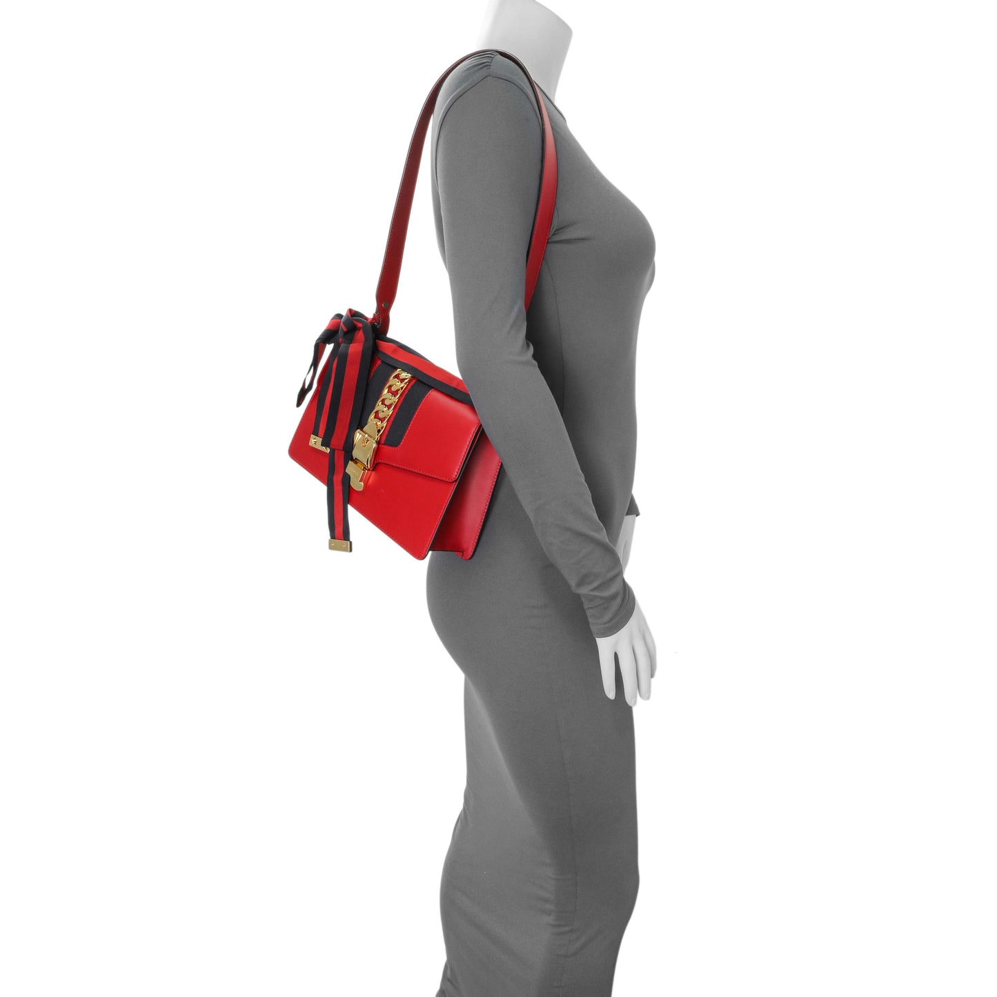 Exclusive Gucci Hibiscus Red Calfskin Small Sylvie Shoulder Bag — Alternate View 7