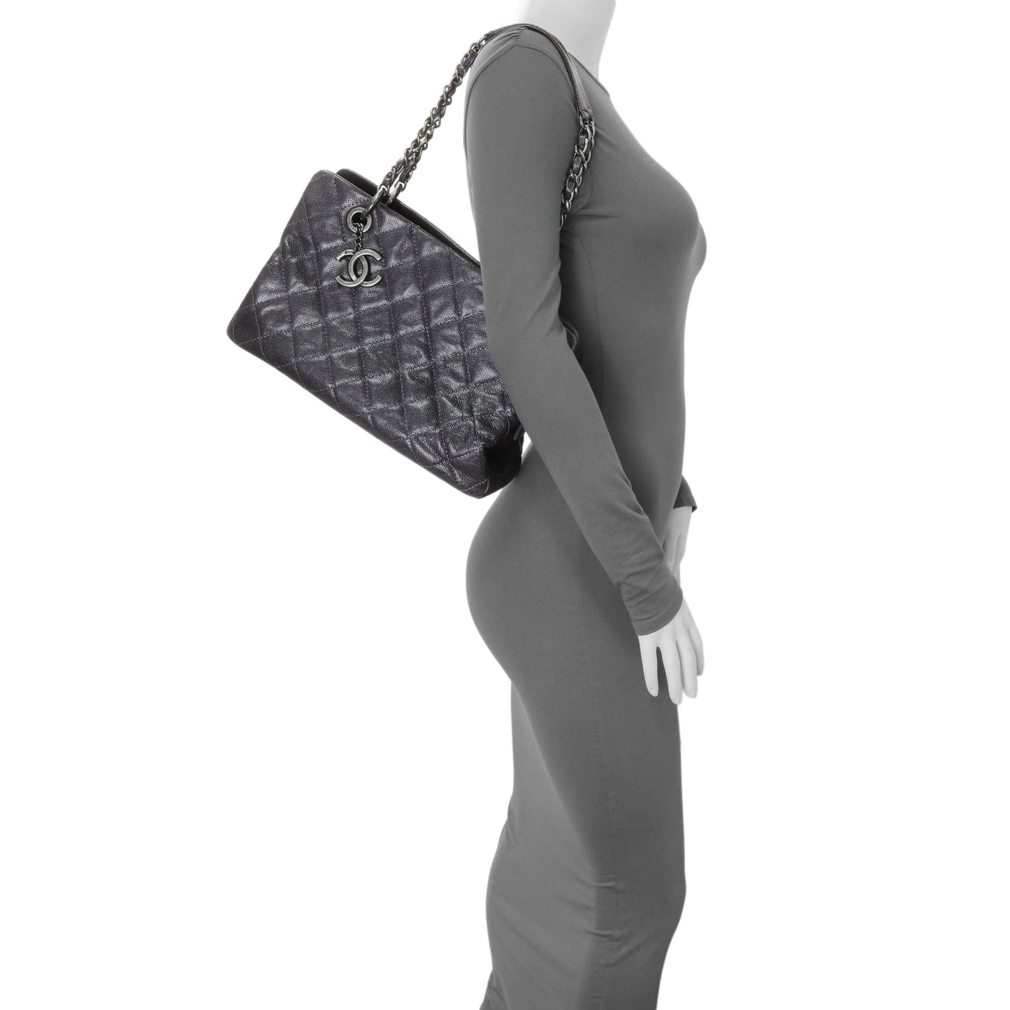 Exclusive Chanel Purple Iridescent Caviar Quilted Chic Shopping Tote — Alternate View 11