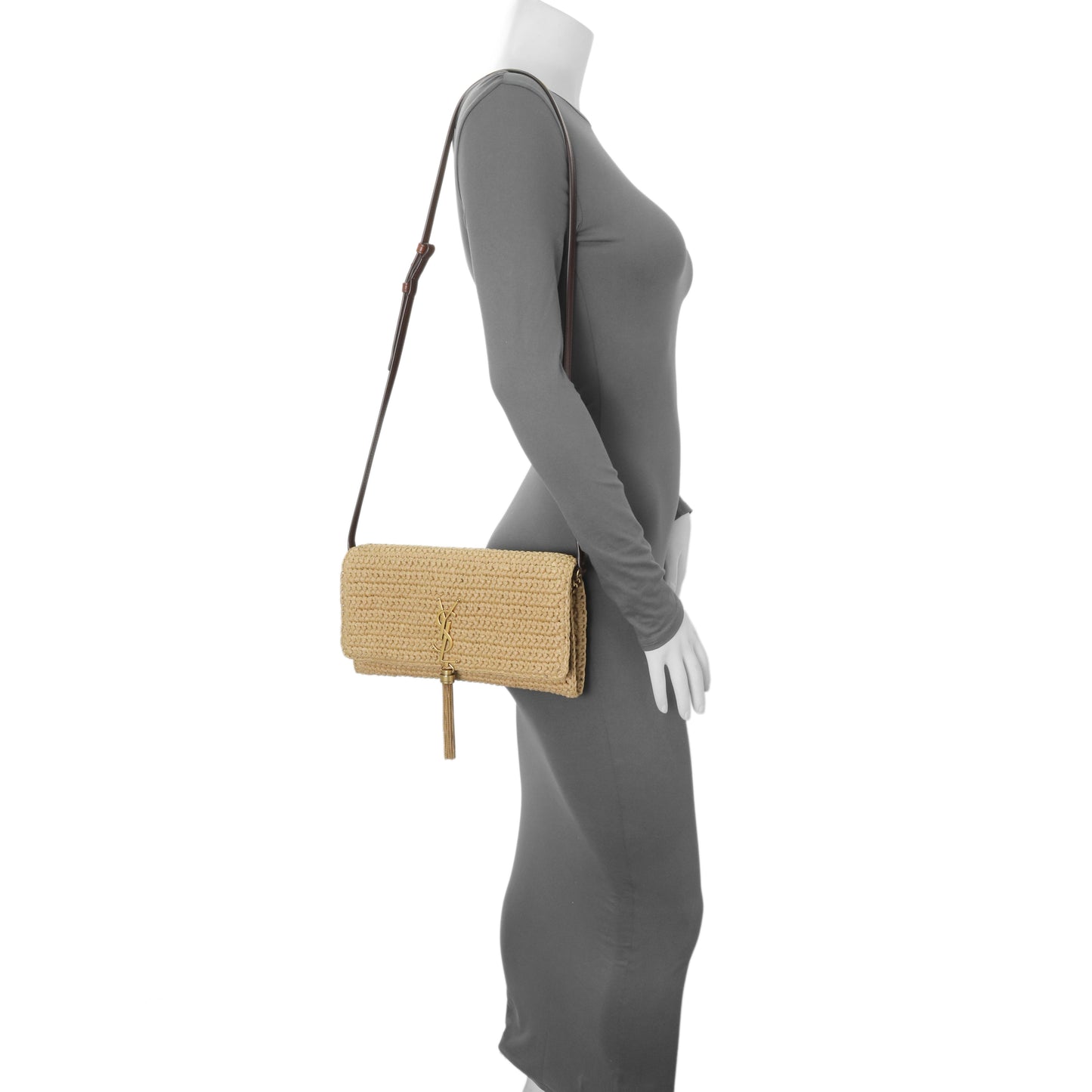 Exclusive Saint Laurent Raffia Monogram Tassel Kate 99 — Alternate View 7