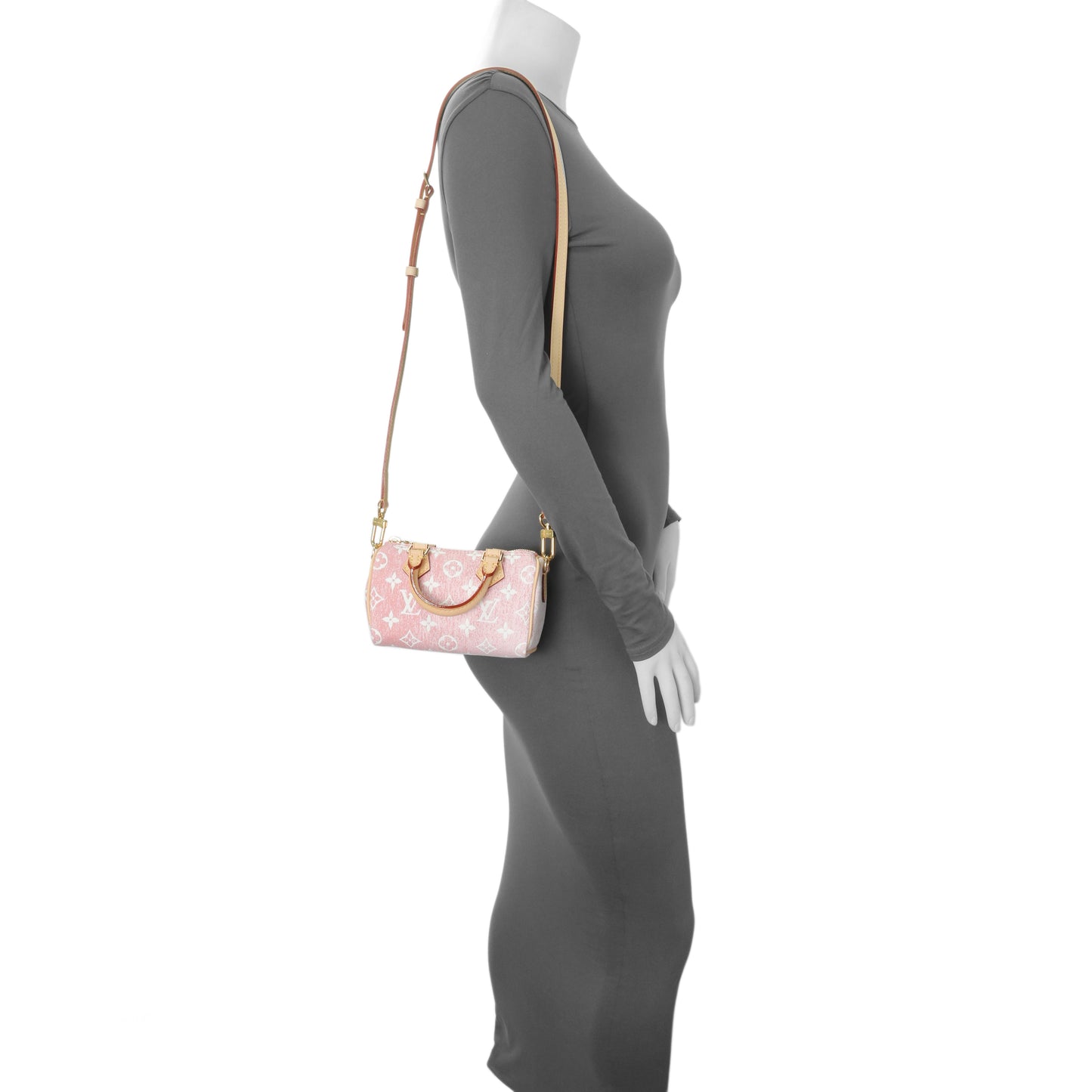 Exclusive Louis Vuitton Pink Monogram Denim Nano Speedy — Lifestyle View