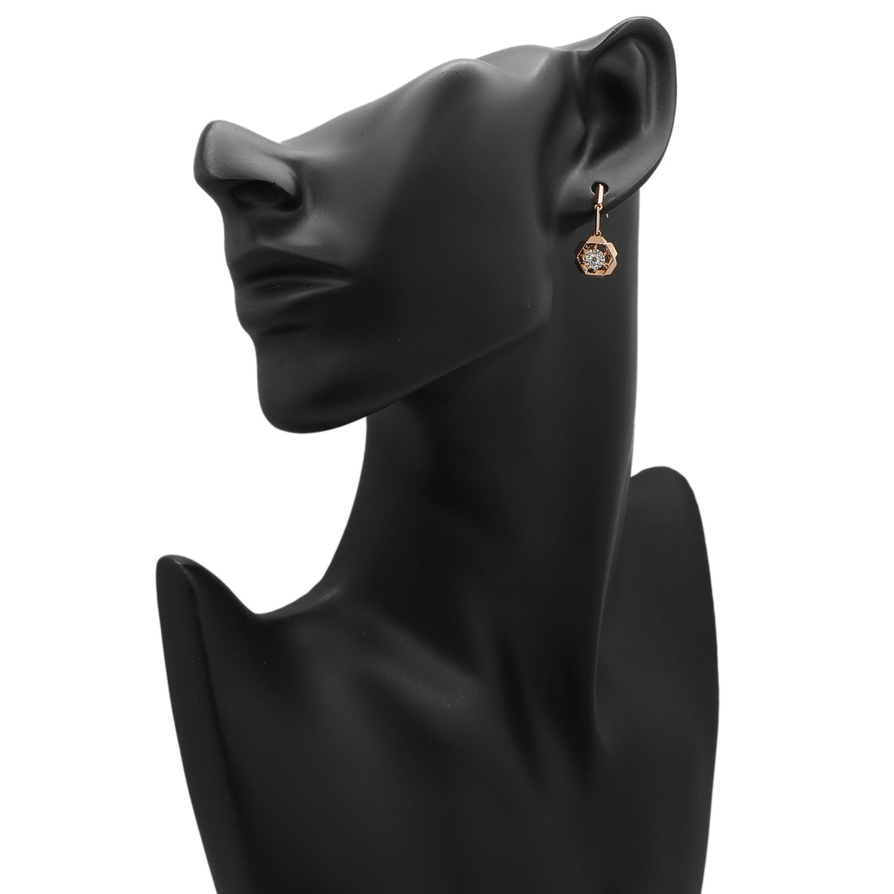 Exclusive 18K Rose Gold Diamond Drop Earrings — Back View
