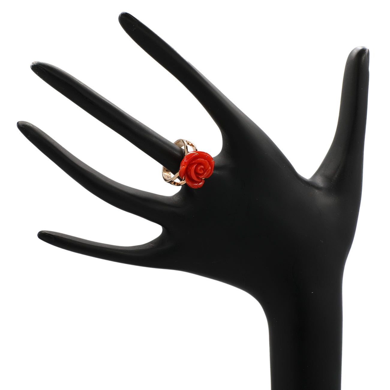 Exclusive 18K Rose Gold Coral Rose Blossom Ring — 4 — Top View